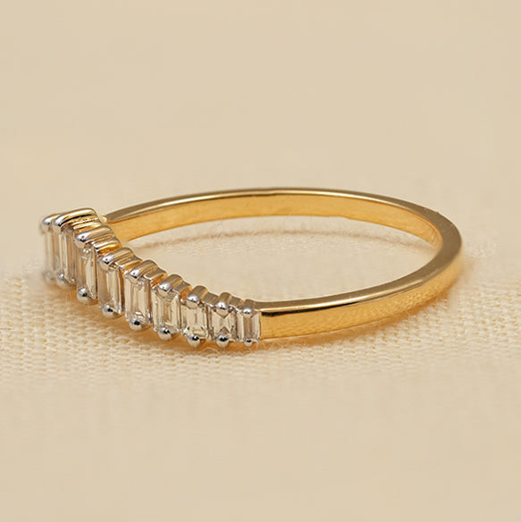 Elegant Baguette Lab Diamond Curved Wedding Band
