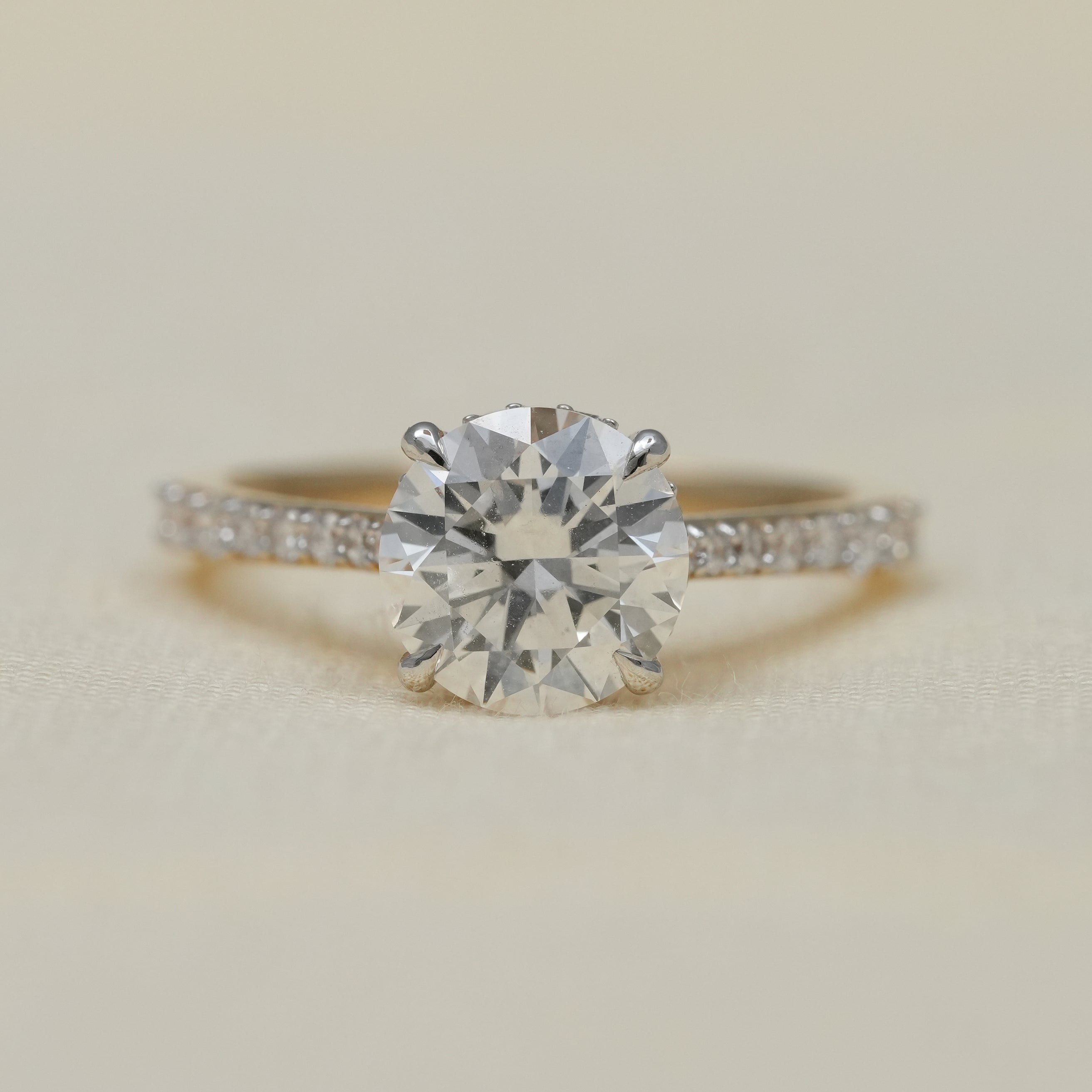 Round Lab Diamond Hidden Halo Engagement Ring