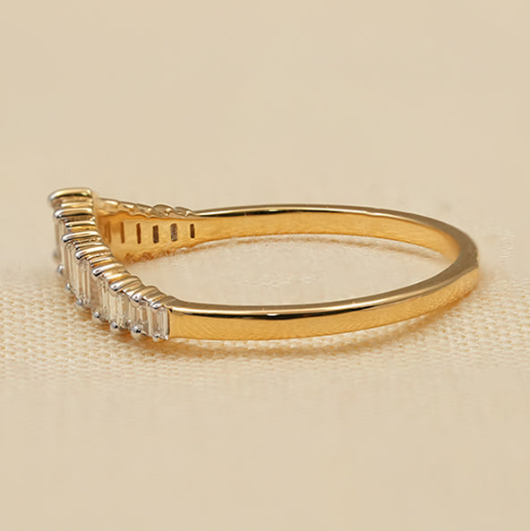 Elegant Baguette Lab Diamond Curved Wedding Band
