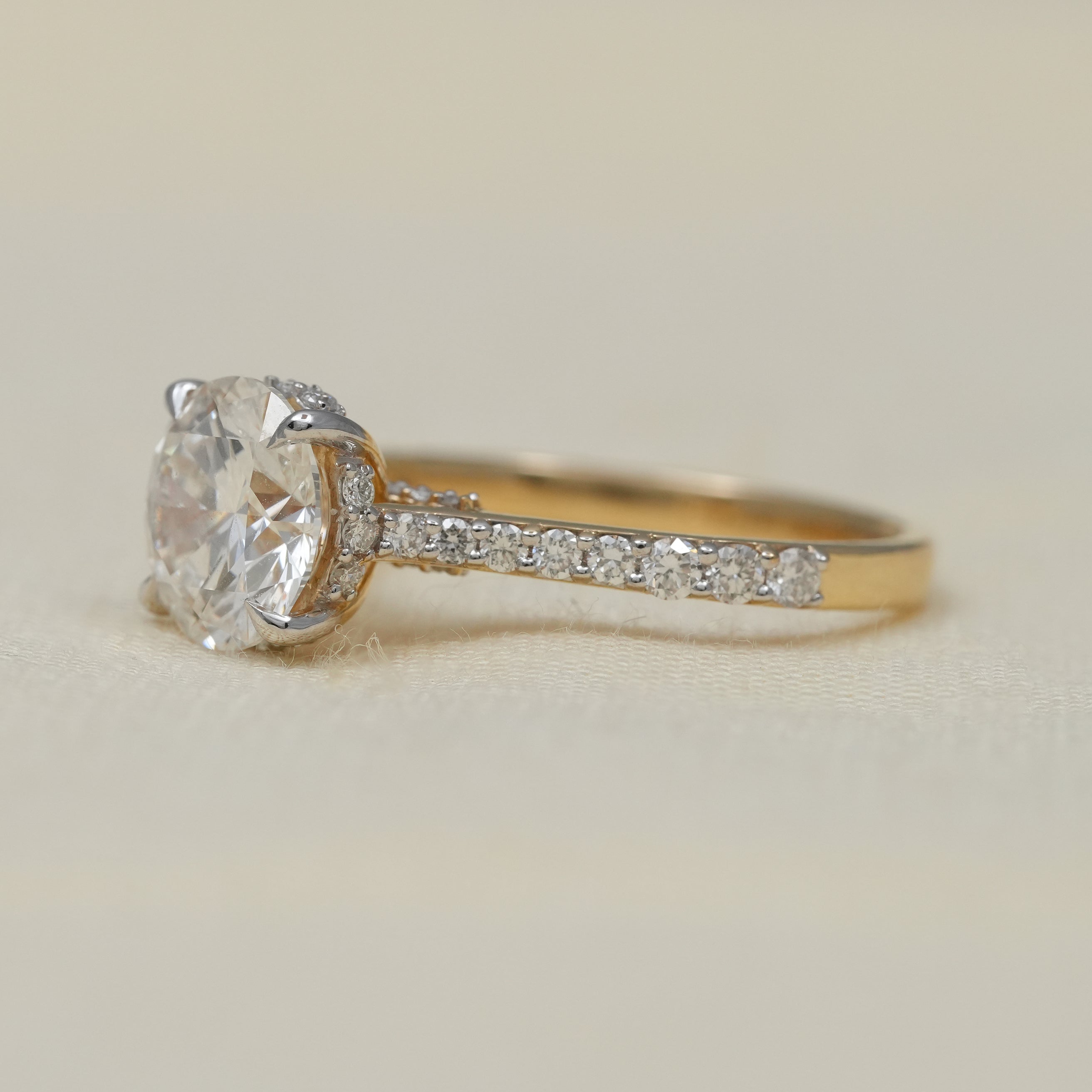 Round Lab Diamond Hidden Halo Engagement Ring