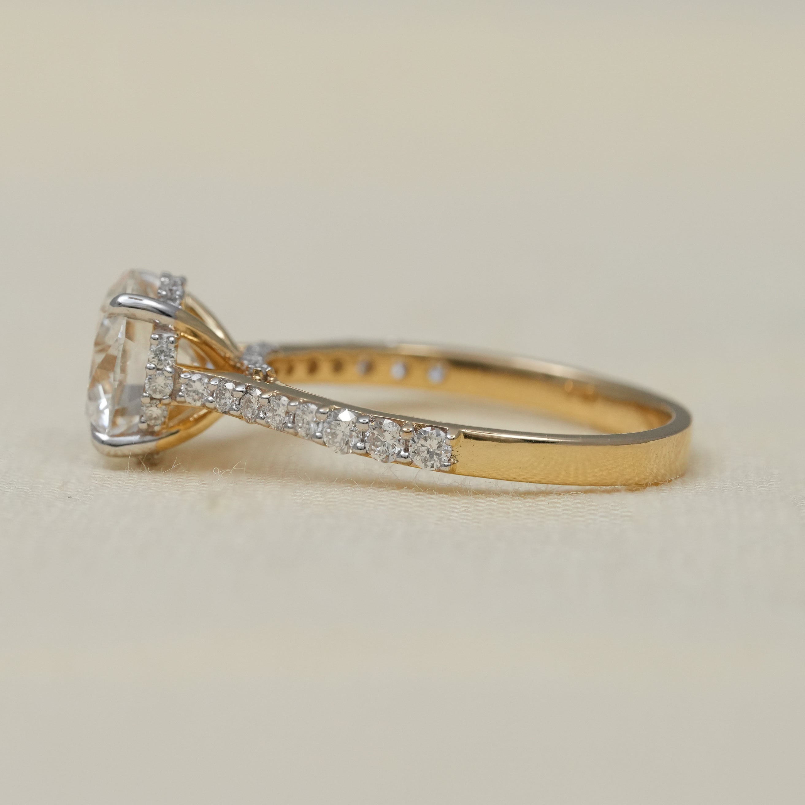 Round Lab Diamond Hidden Halo Engagement Ring
