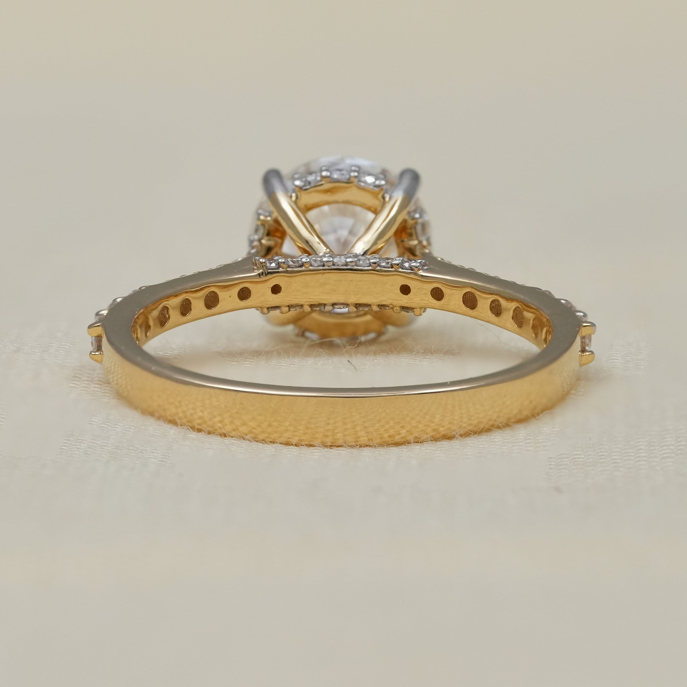 Round Lab Diamond Hidden Halo Engagement Ring
