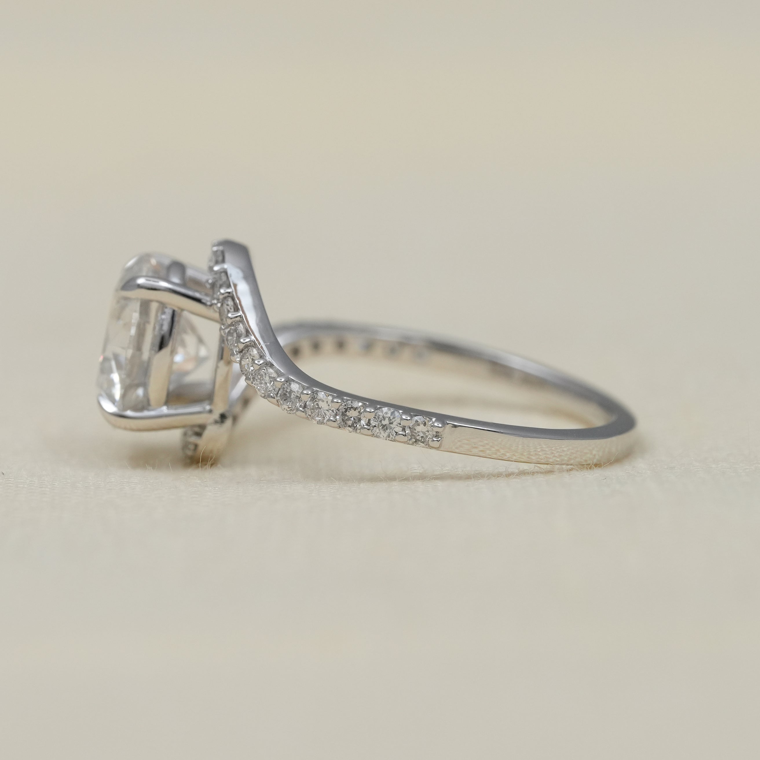 Round Cut Lab Diamond Solitaire Engagement Ring With Bypass Band