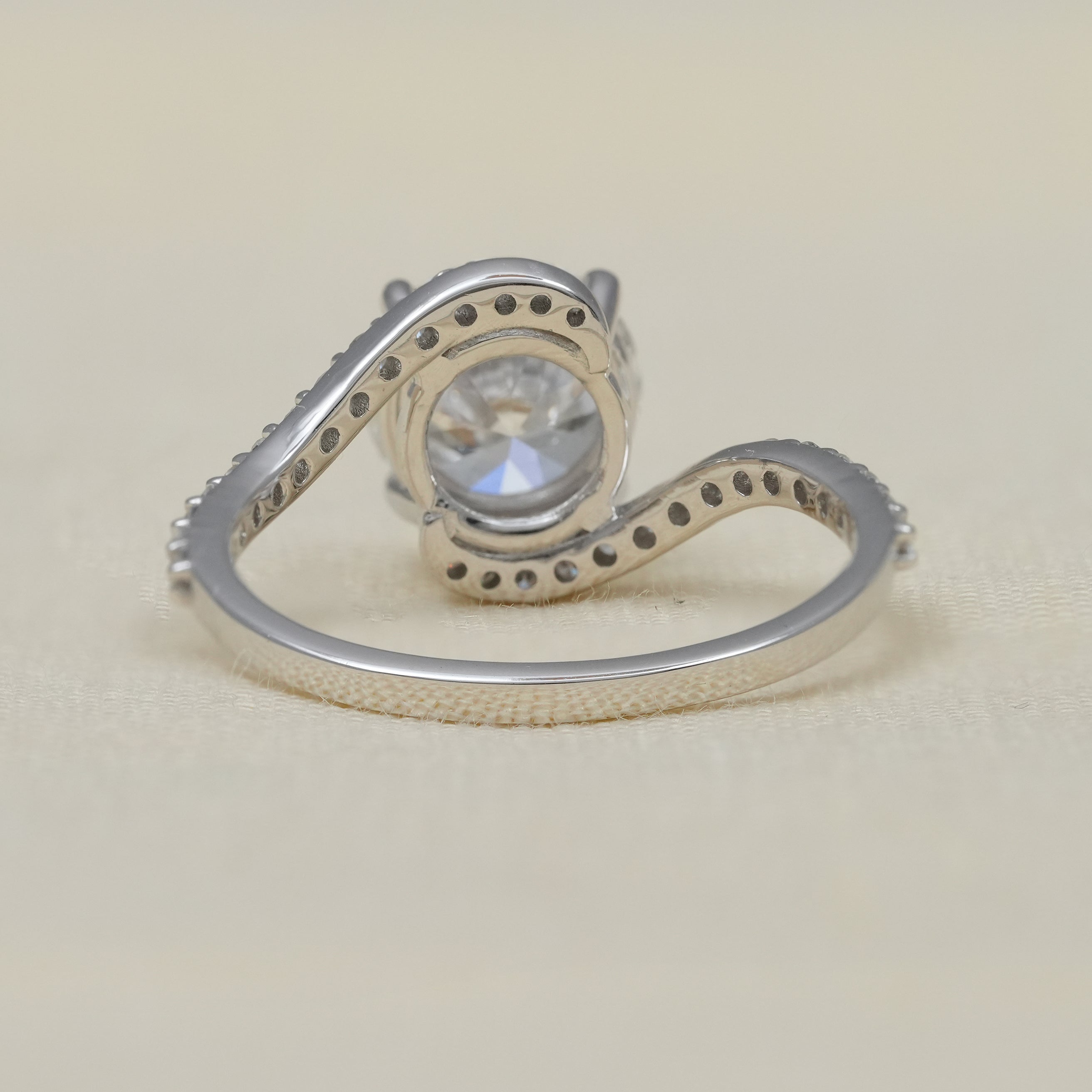 Round Cut Lab Diamond Solitaire Engagement Ring With Bypass Band
