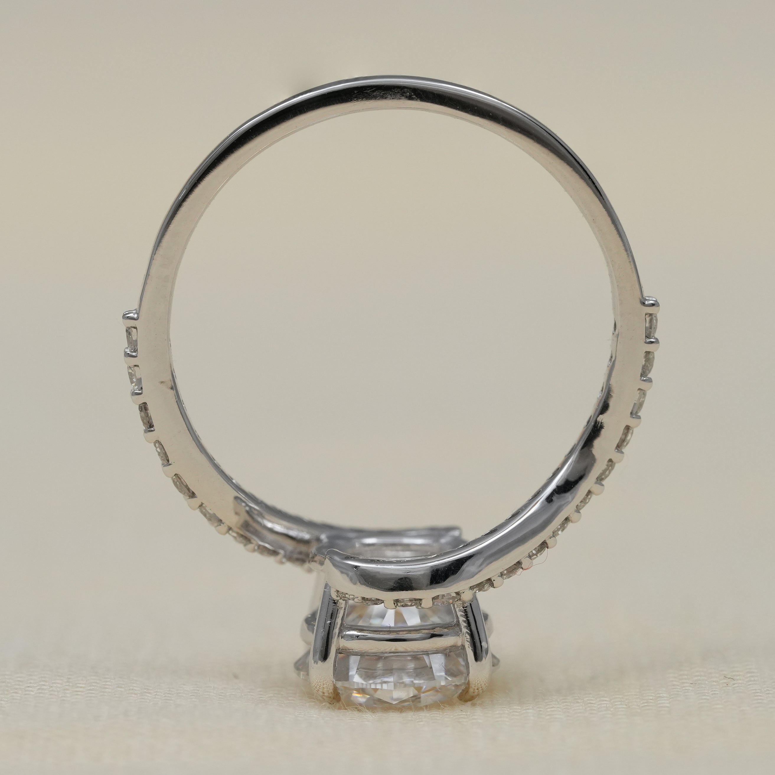 Round Cut Lab Diamond Solitaire Engagement Ring With Bypass Band