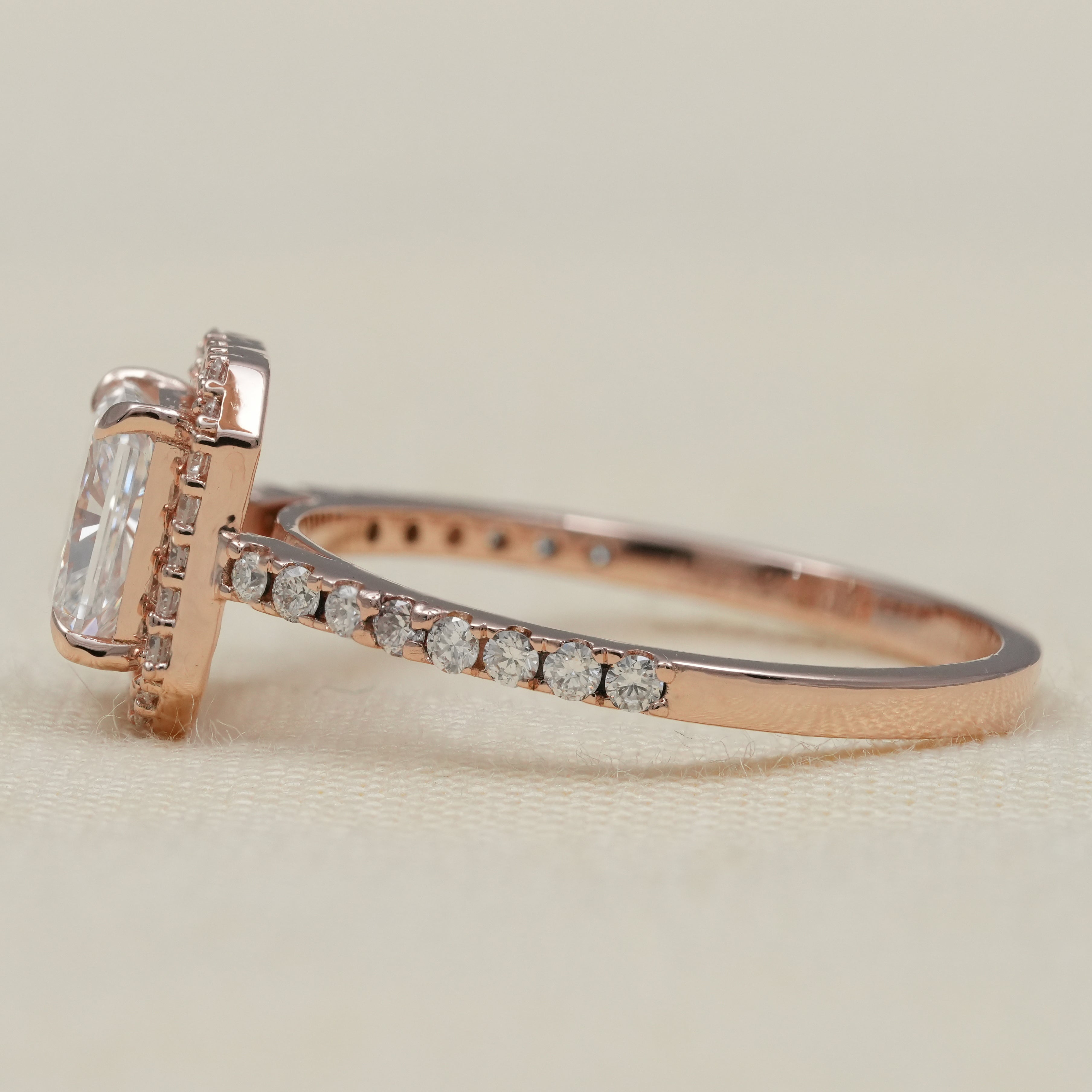 Radiant Lab Diamond Halo Engagement Ring