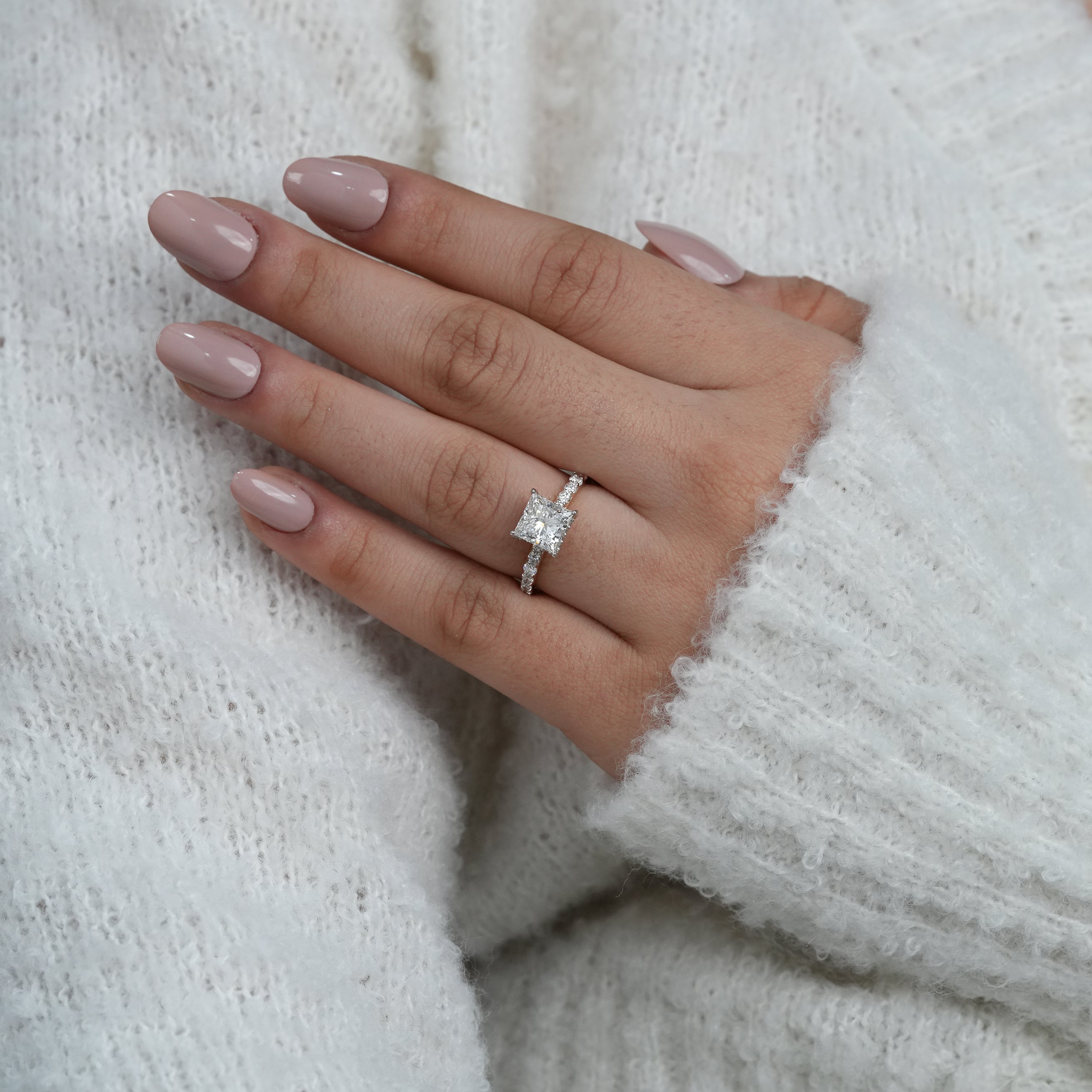 Princess Cut Diamond Hidden Halo Engagement Ring