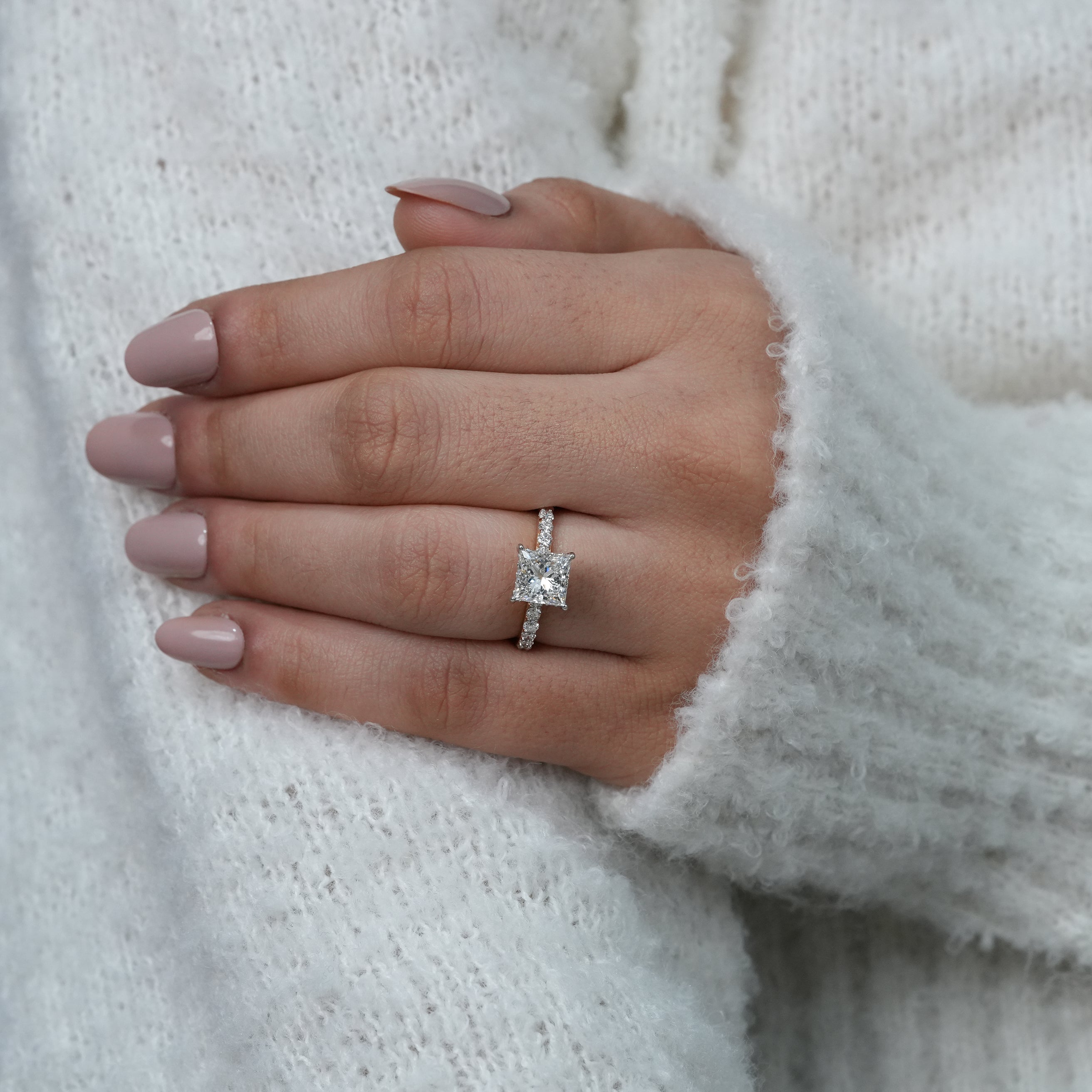 Princess Cut Diamond Hidden Halo Engagement Ring