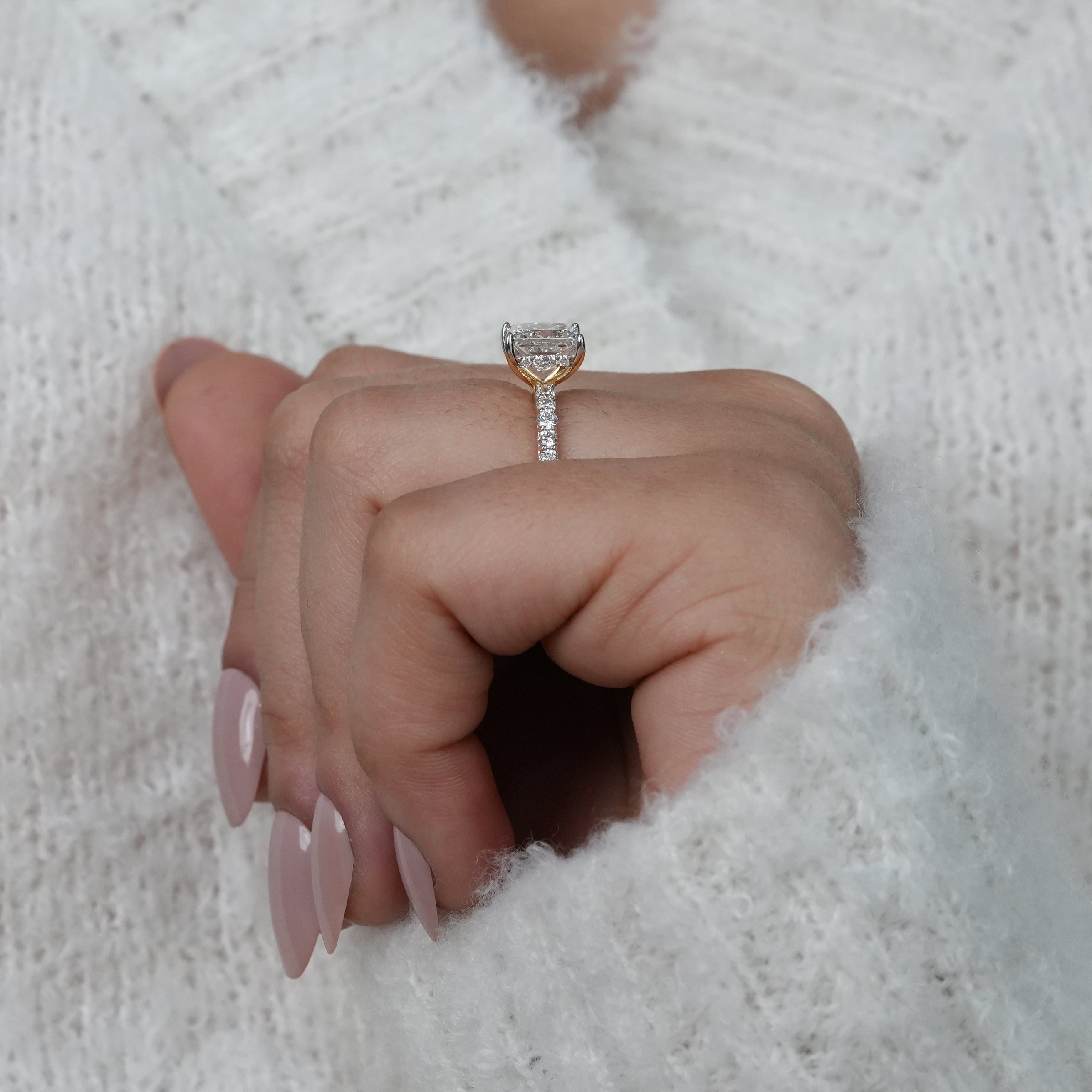 Princess Cut Diamond Hidden Halo Engagement Ring