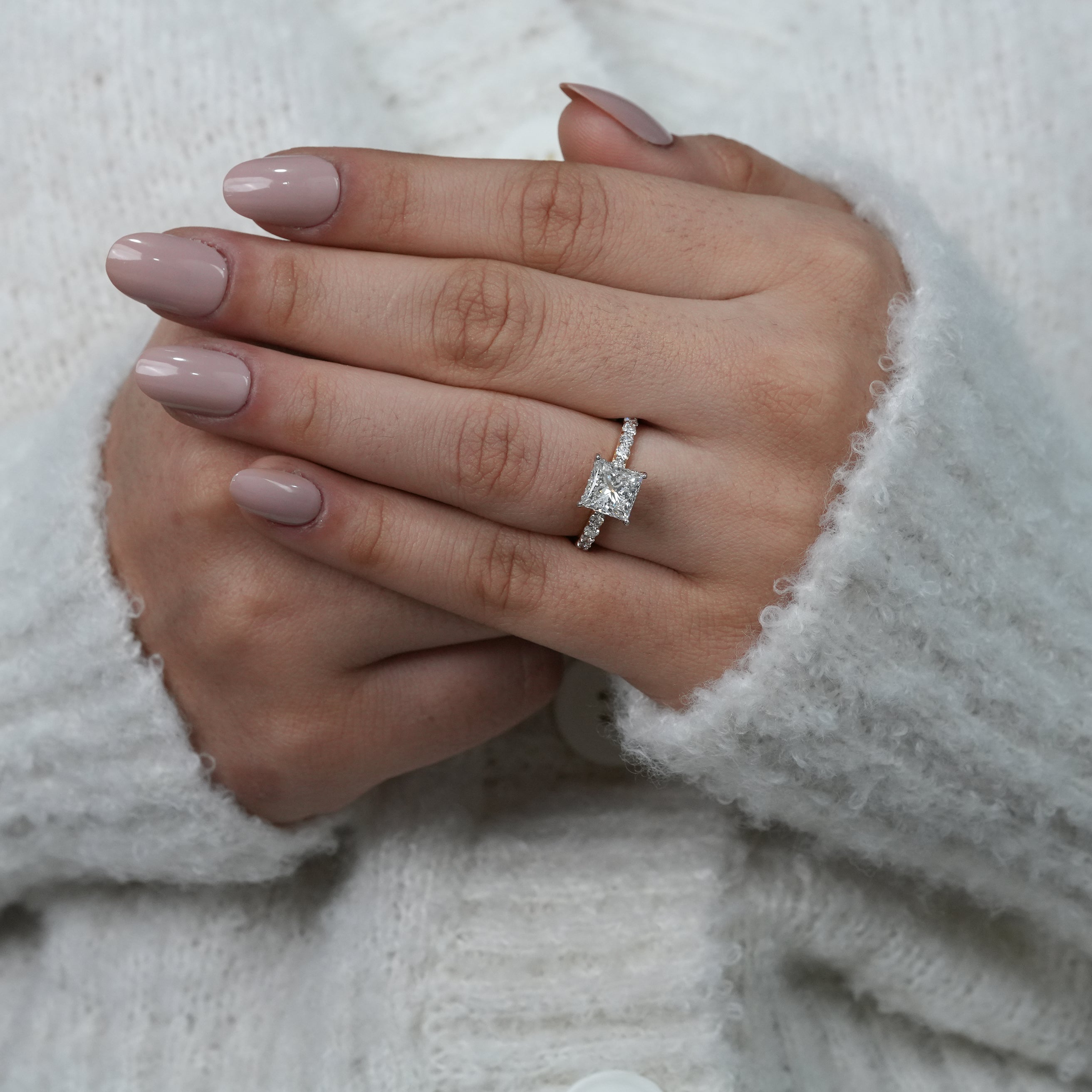 Princess Cut Diamond Hidden Halo Engagement Ring
