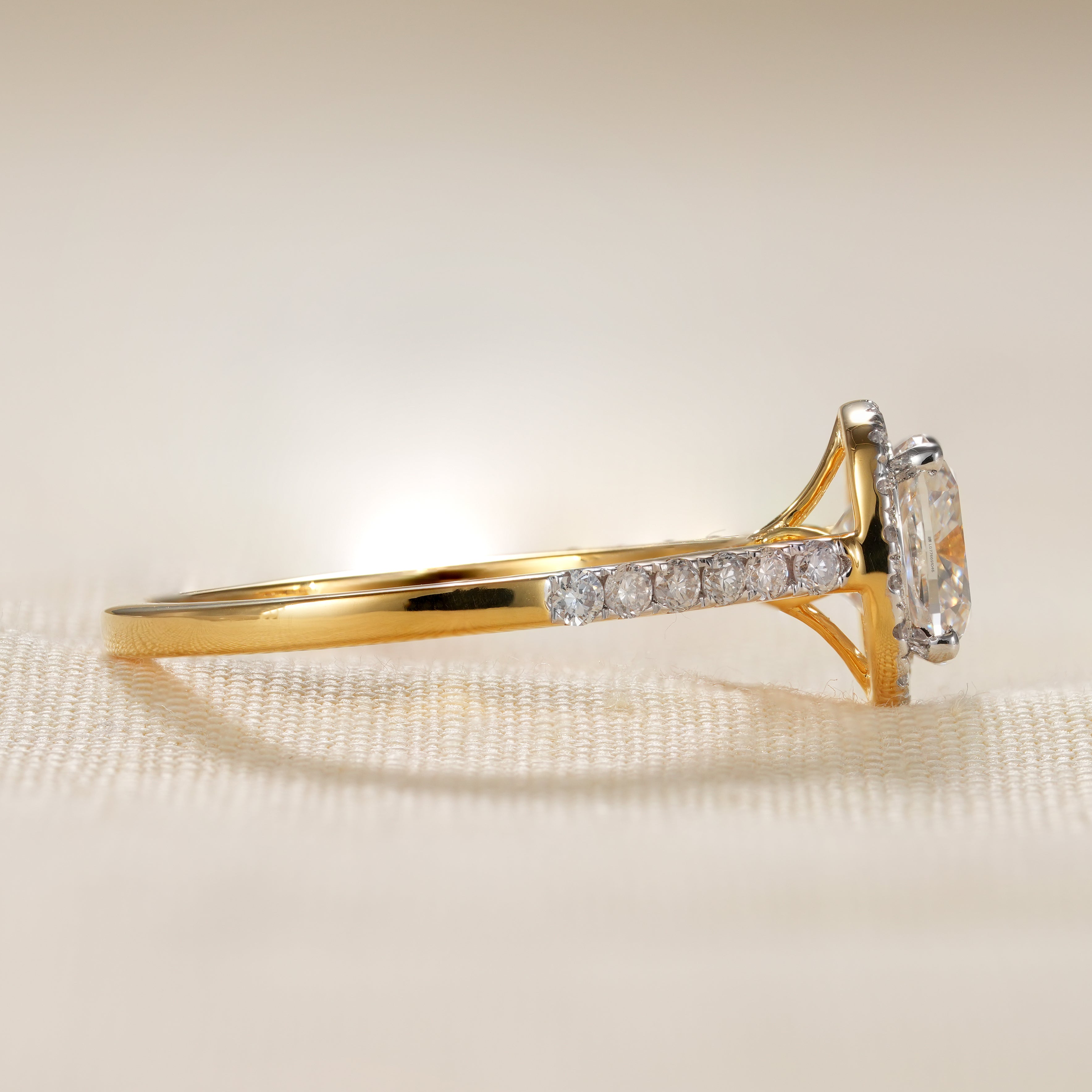 Classic cushion cut engagement ring with diamond halo and timeless sparkle