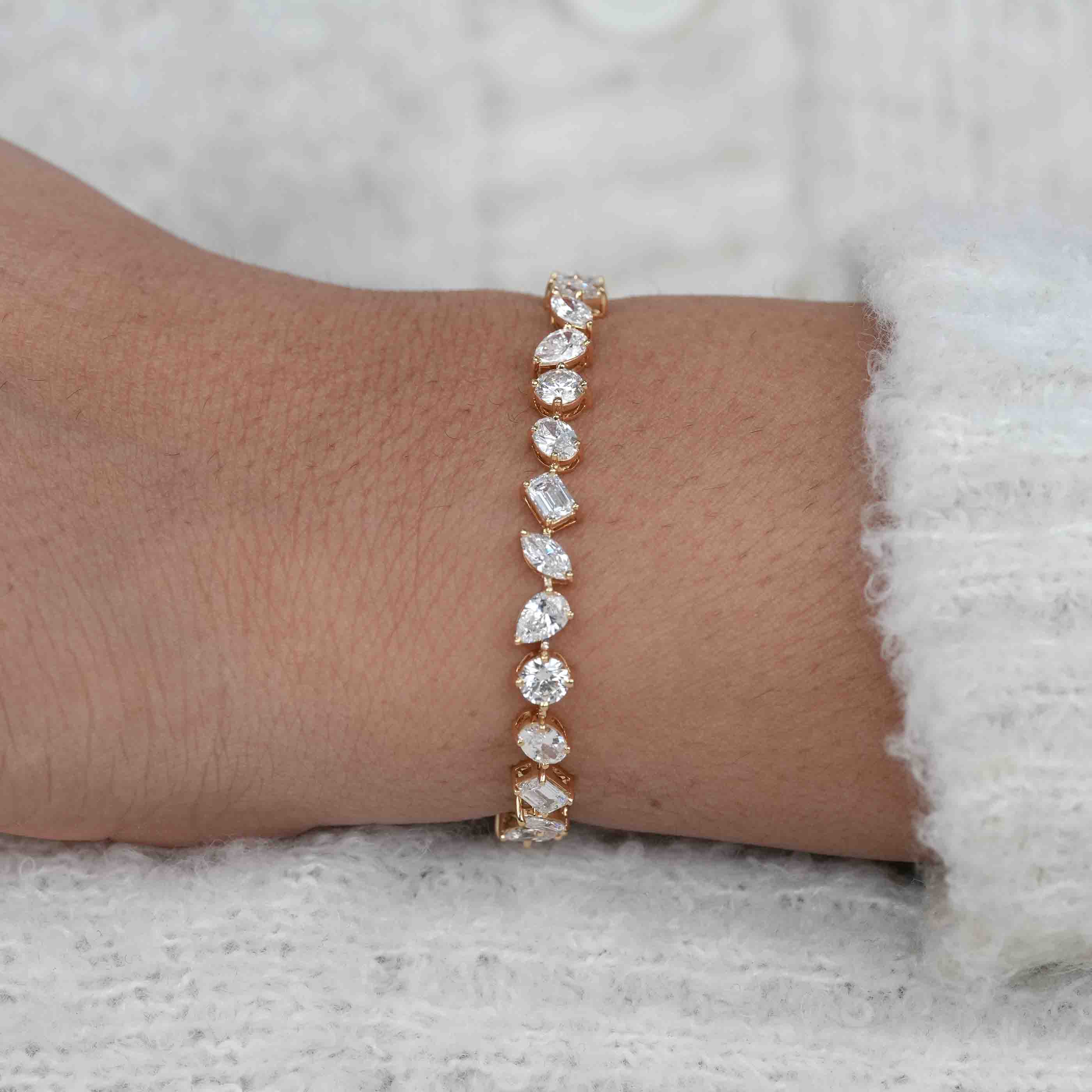 Mixed Shape Lab Grown Diamond Tennis Bracelet