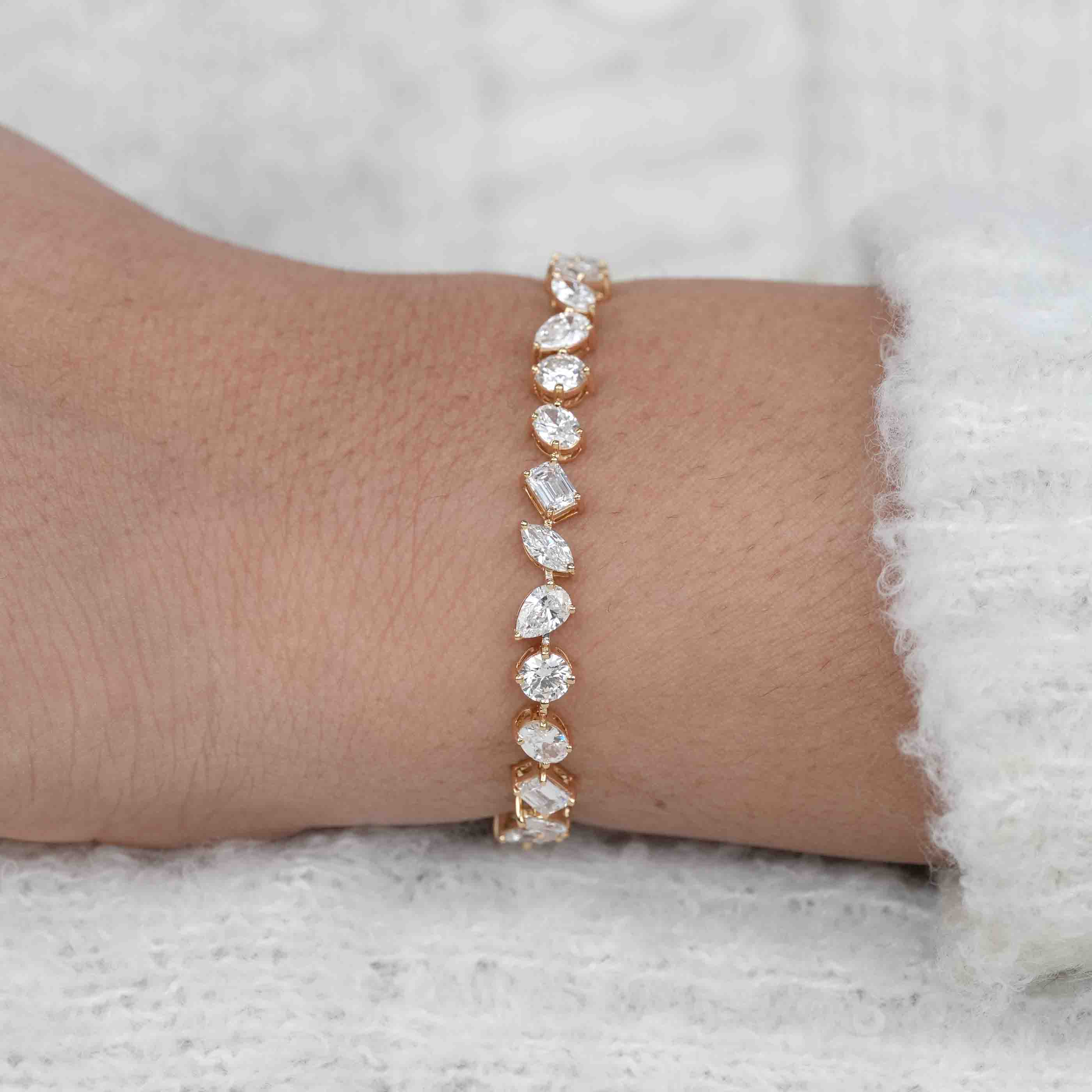 Mixed Shape Lab Grown Diamond Tennis Bracelet