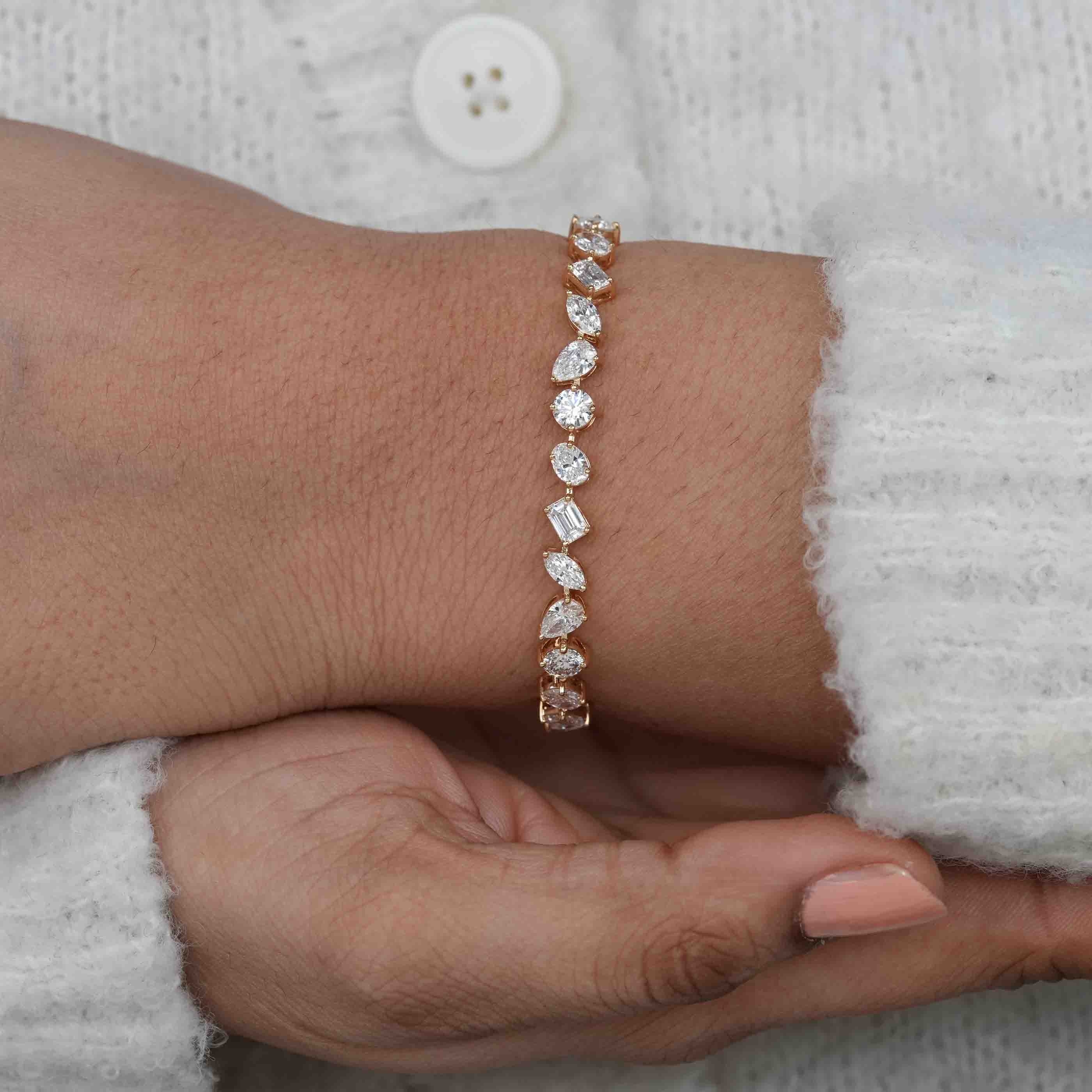 Mixed Shape Lab Grown Diamond Tennis Bracelet