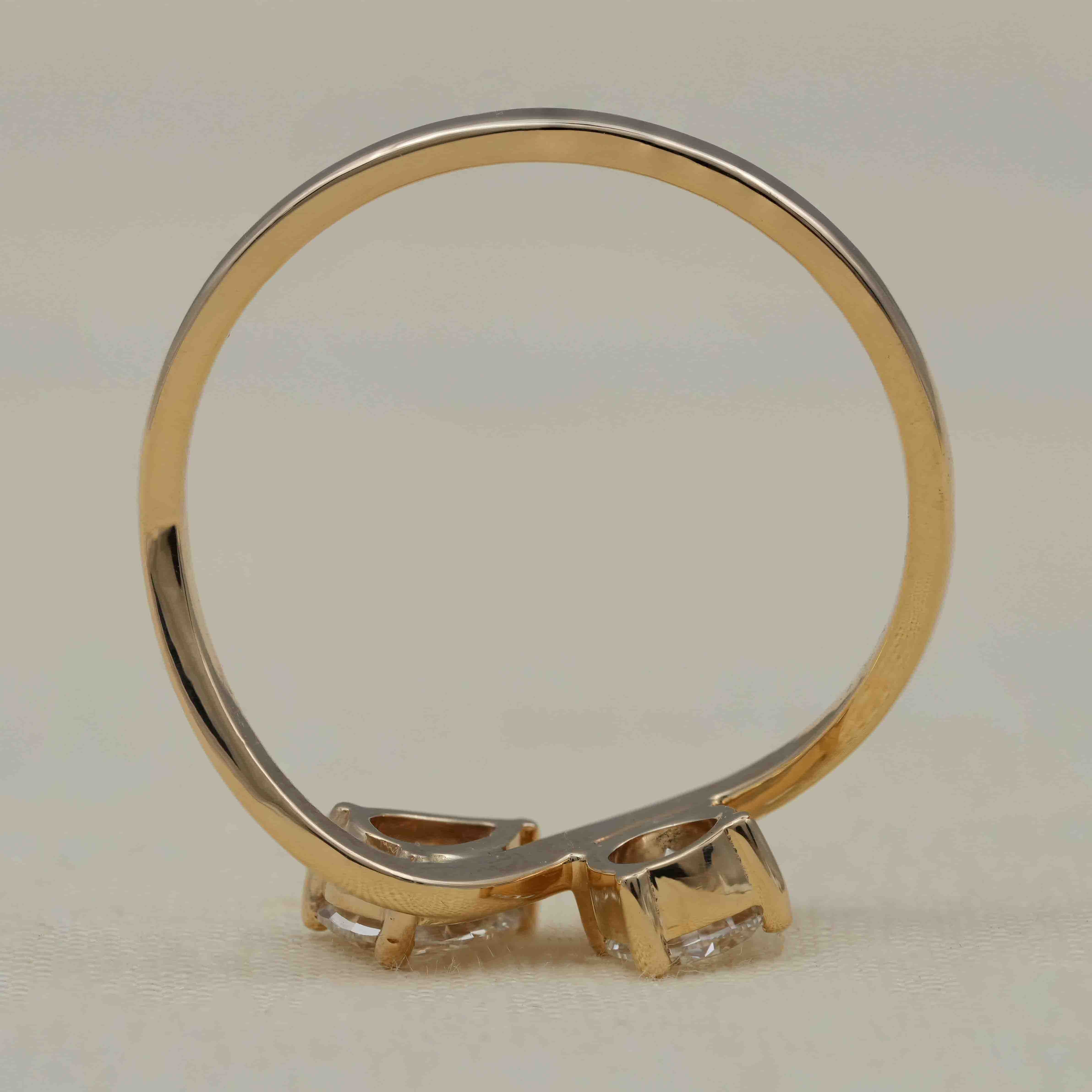 Luxury Two Stone Lab Diamond Round & Pear Toi et Moi Ring