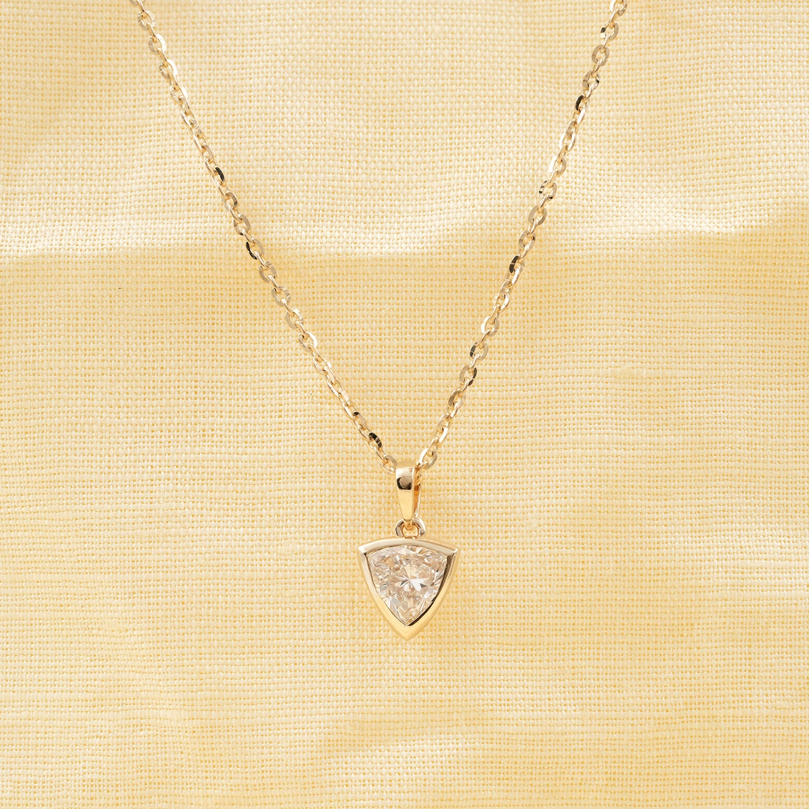 Bezel Set Trillion Lab Diamond Solitaire Pendant Necklace