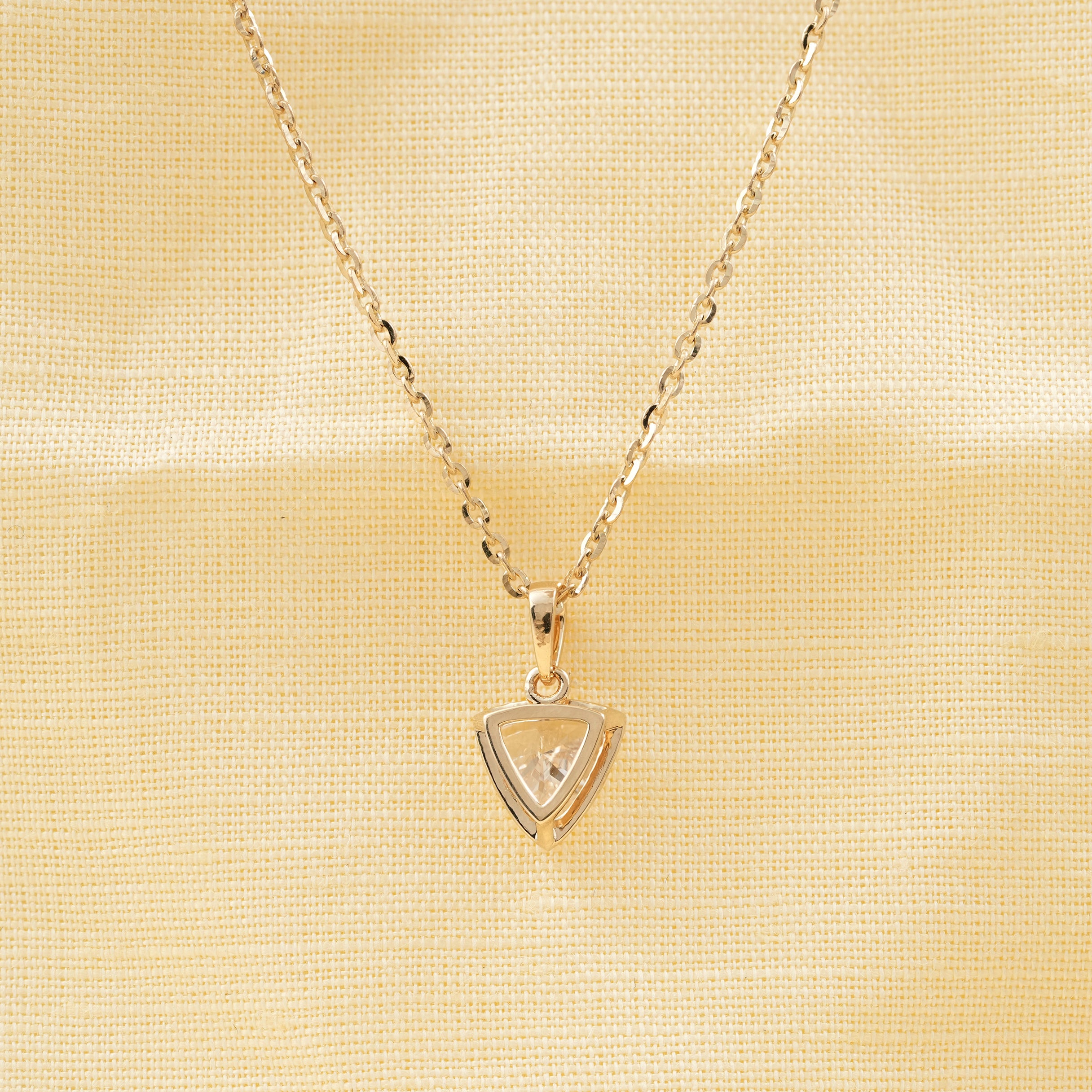 Bezel Set Trillion Lab Diamond Solitaire Pendant Necklace