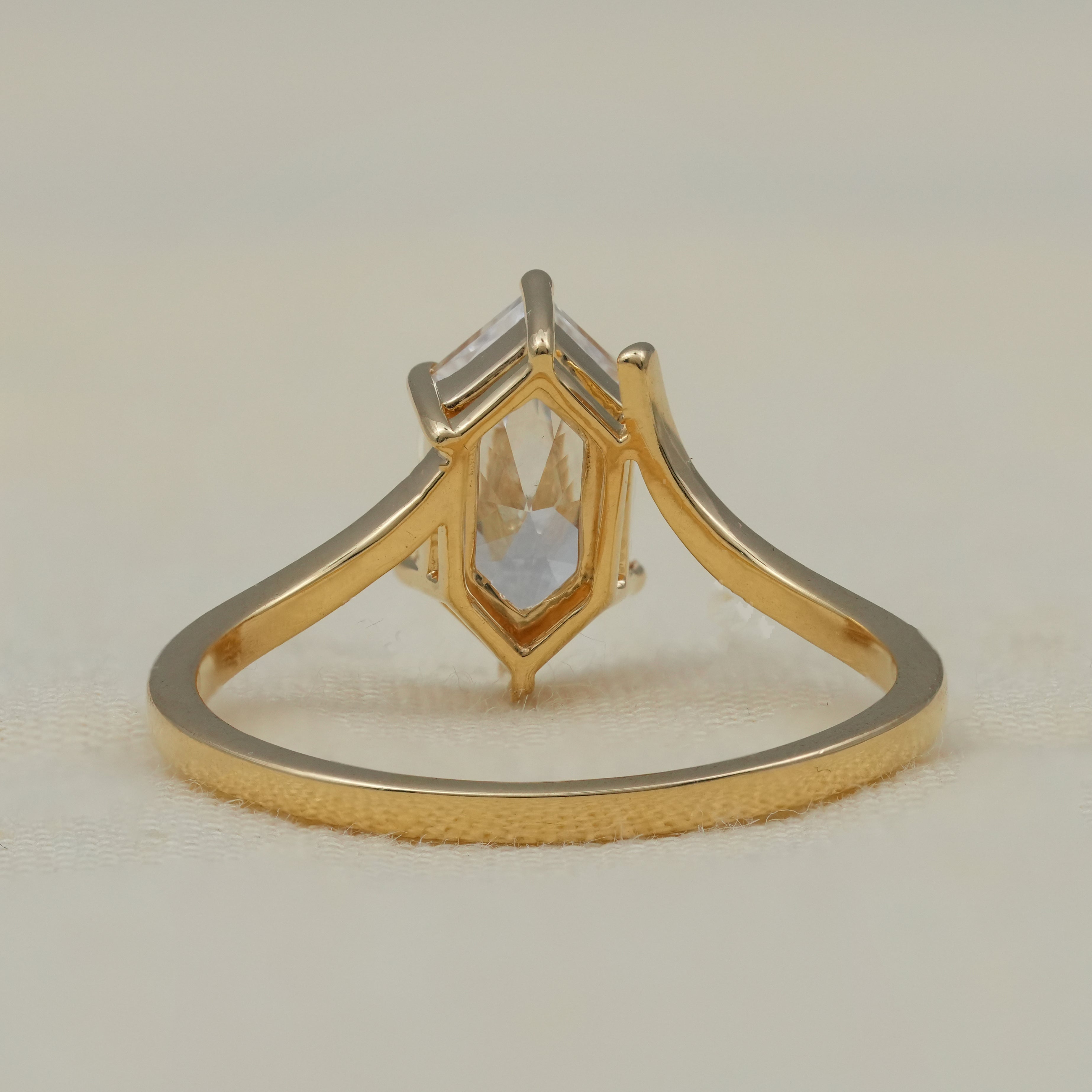 Luxury Hexagon Lab Diamond Solitaire with Curved Band Ring Set
