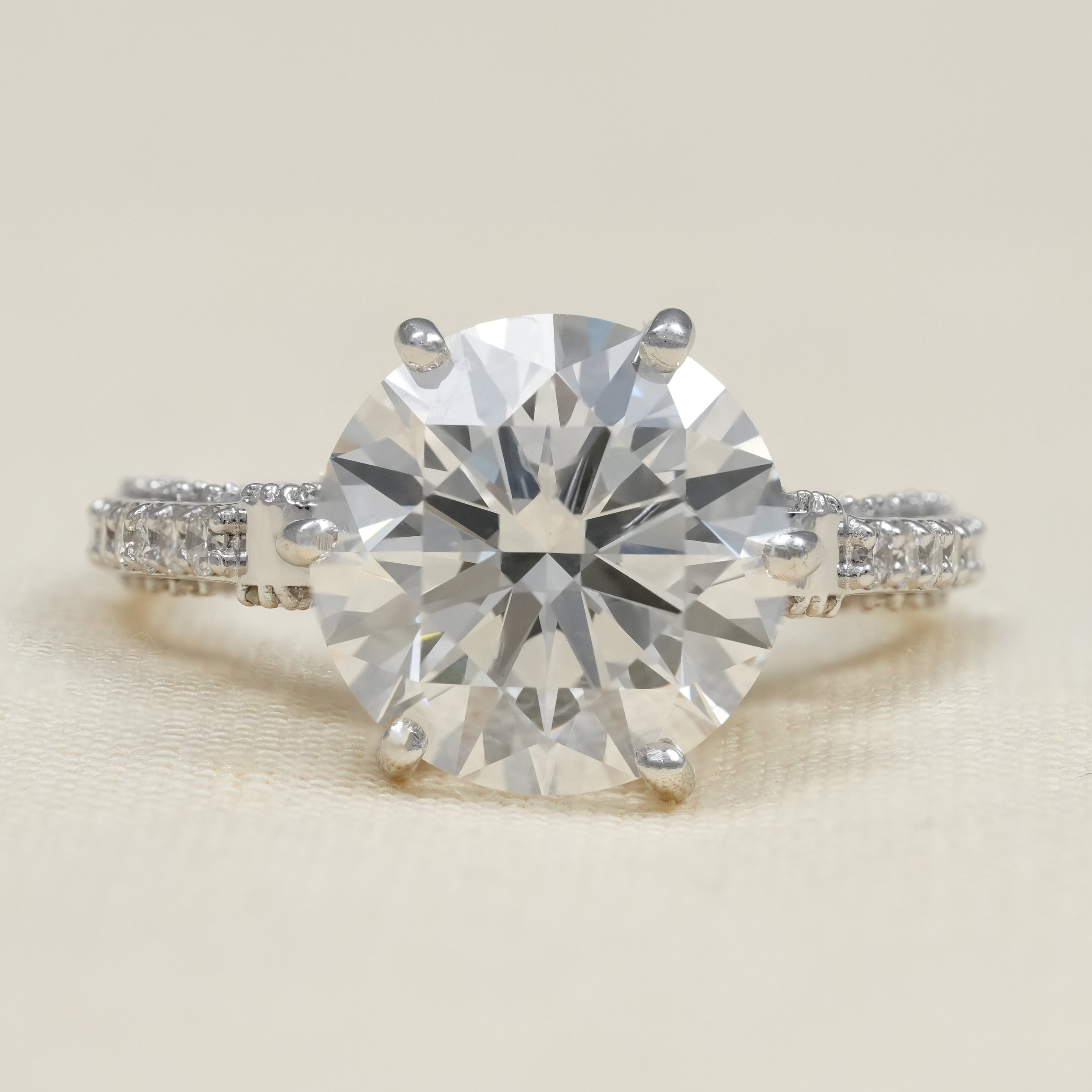 Vintage Bow Detail Round Cut Lab Diamond Engagement Ring