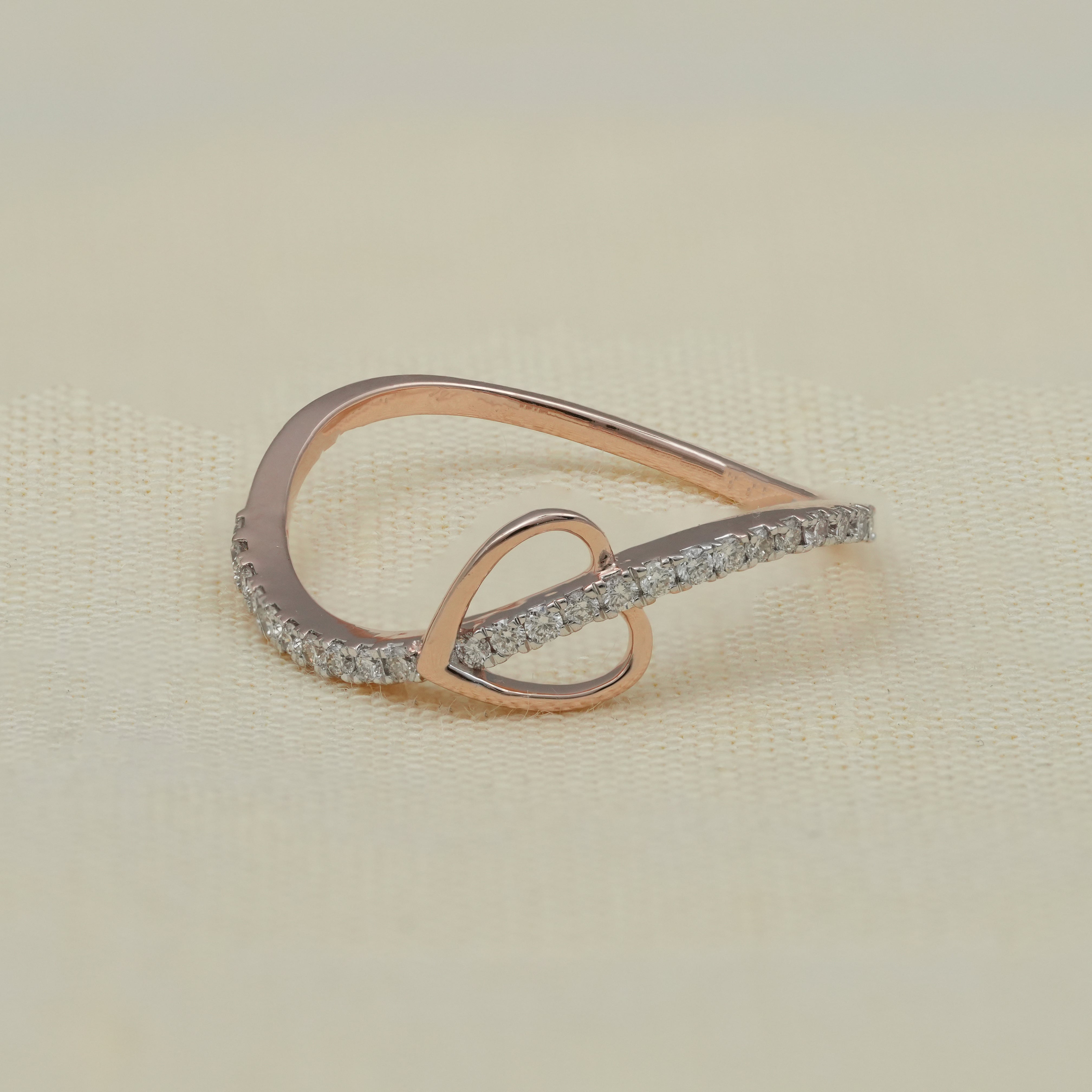 Luxury Heart Curve Lab Diamond Minimalist Gold Open Ring