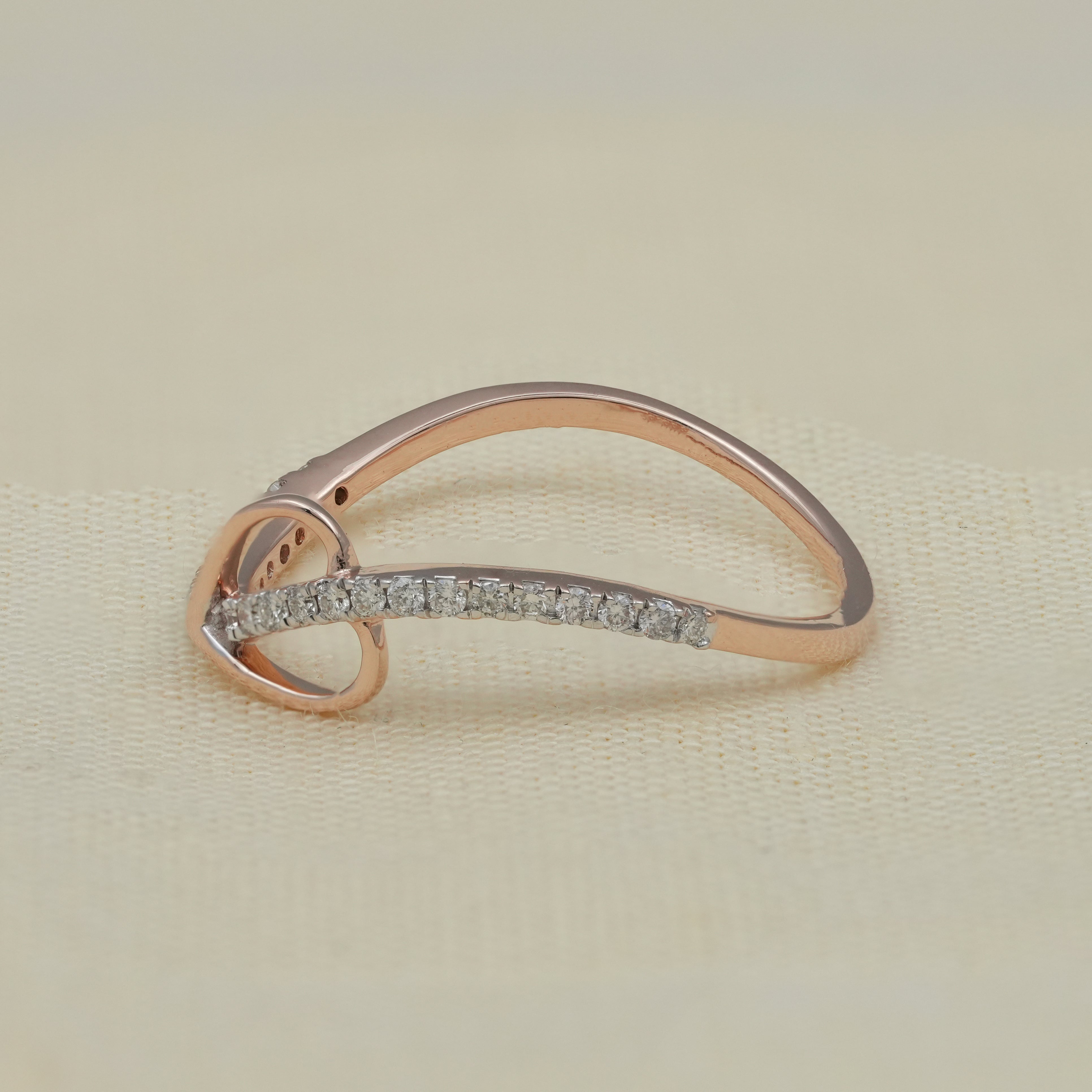 Luxury Heart Curve Lab Diamond Minimalist Gold Open Ring