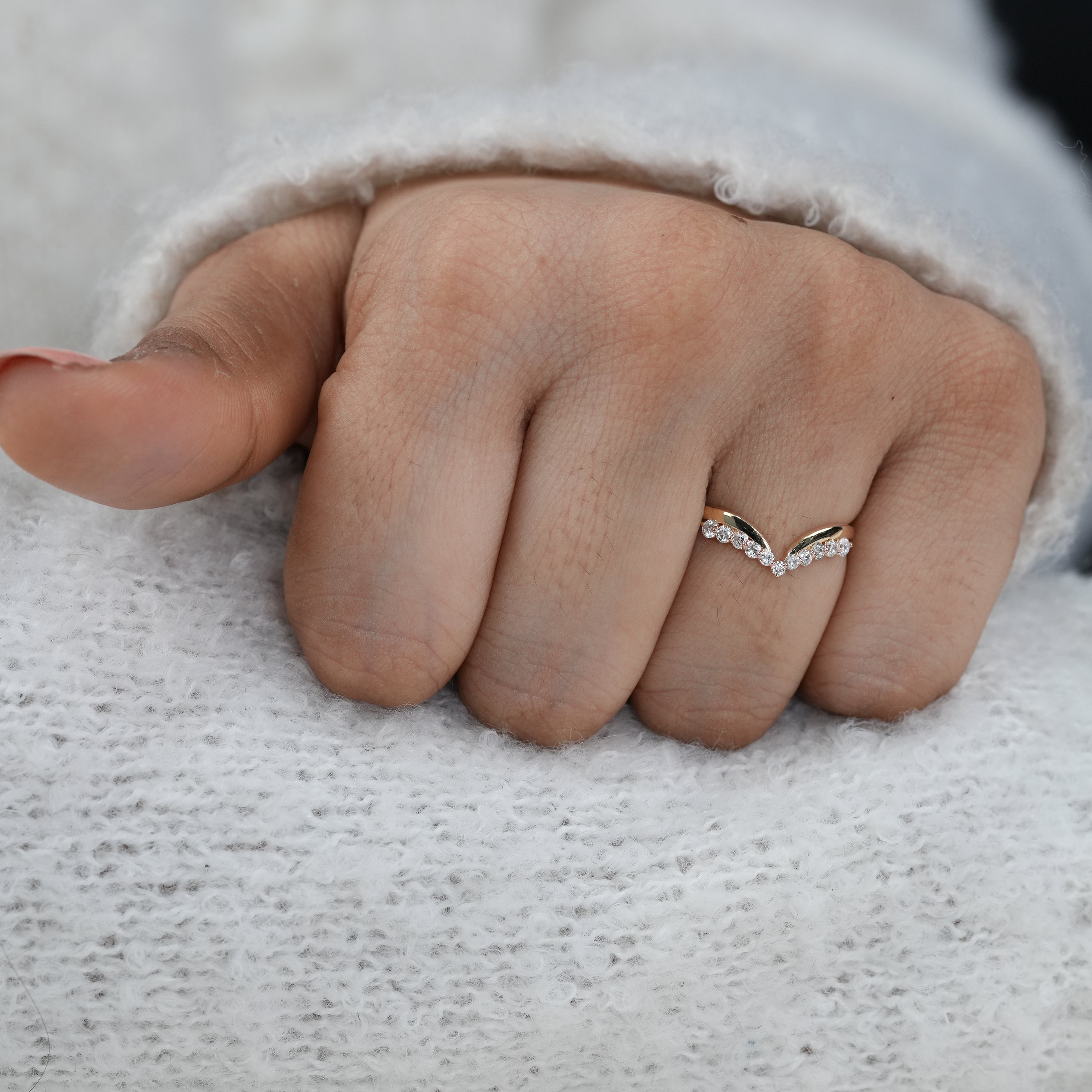 Classic Curved Lab Diamond Wedding Band