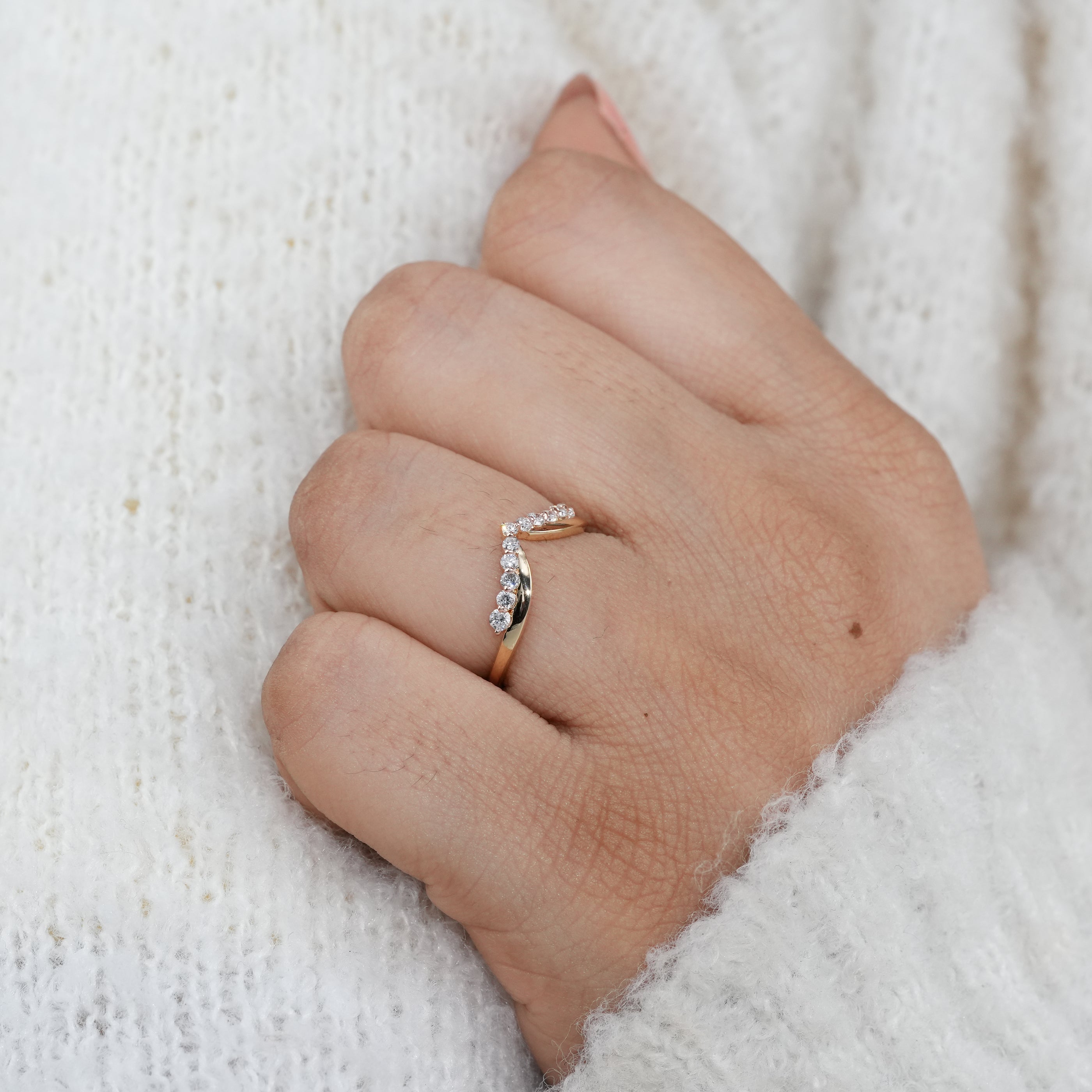 Classic Curved Lab Diamond Wedding Band
