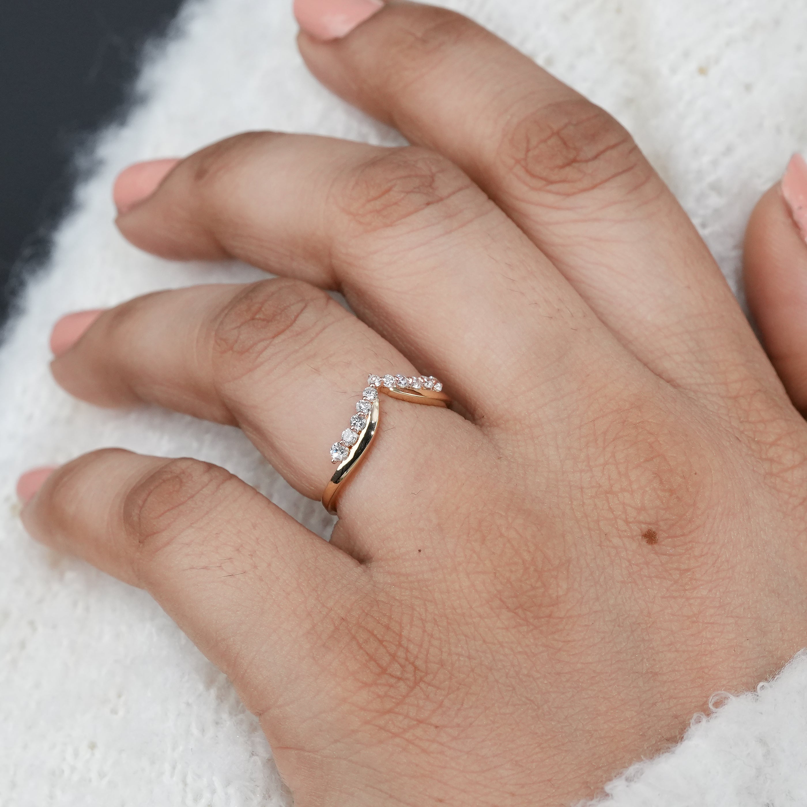 Classic Curved Lab Diamond Wedding Band