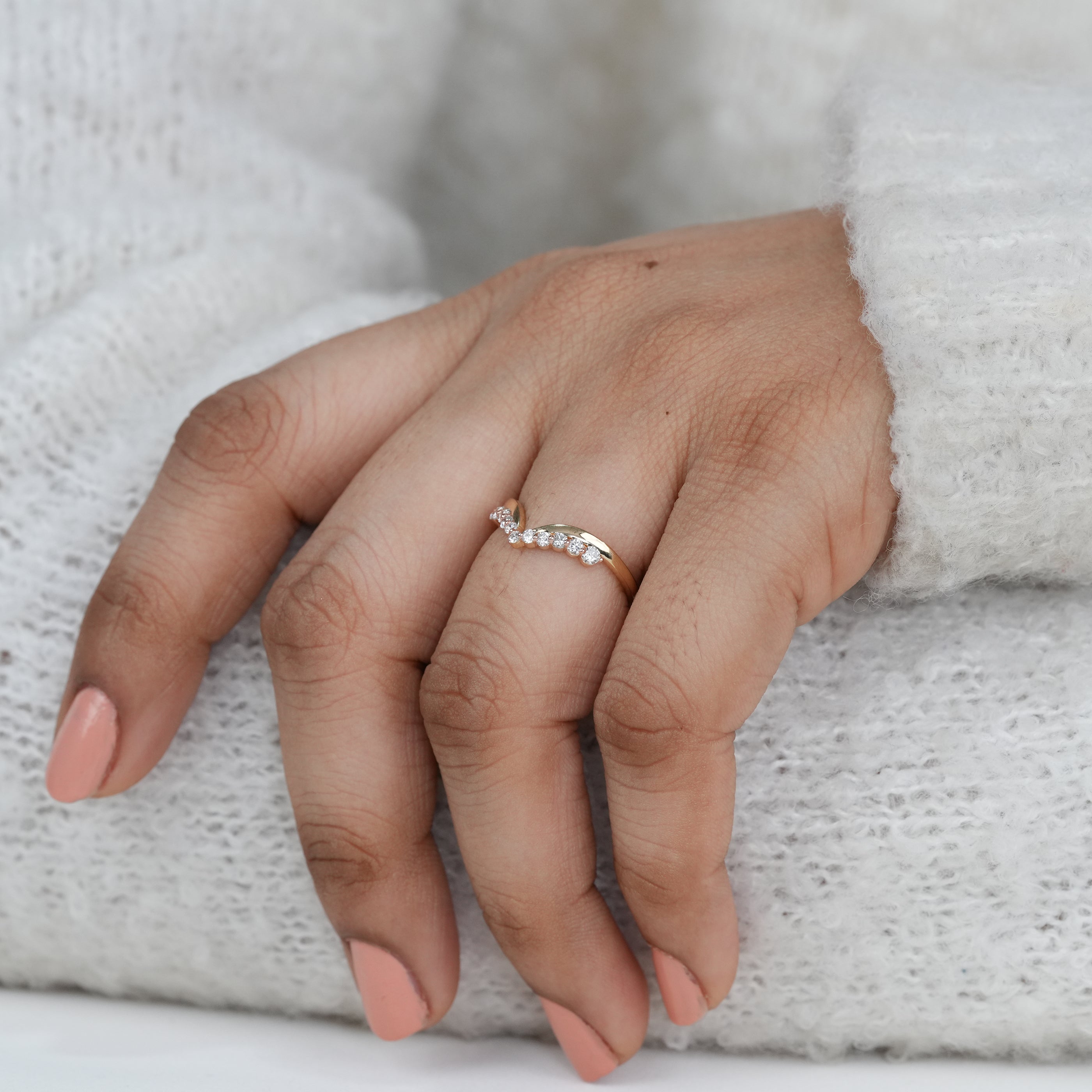 Classic Curved Lab Diamond Wedding Band