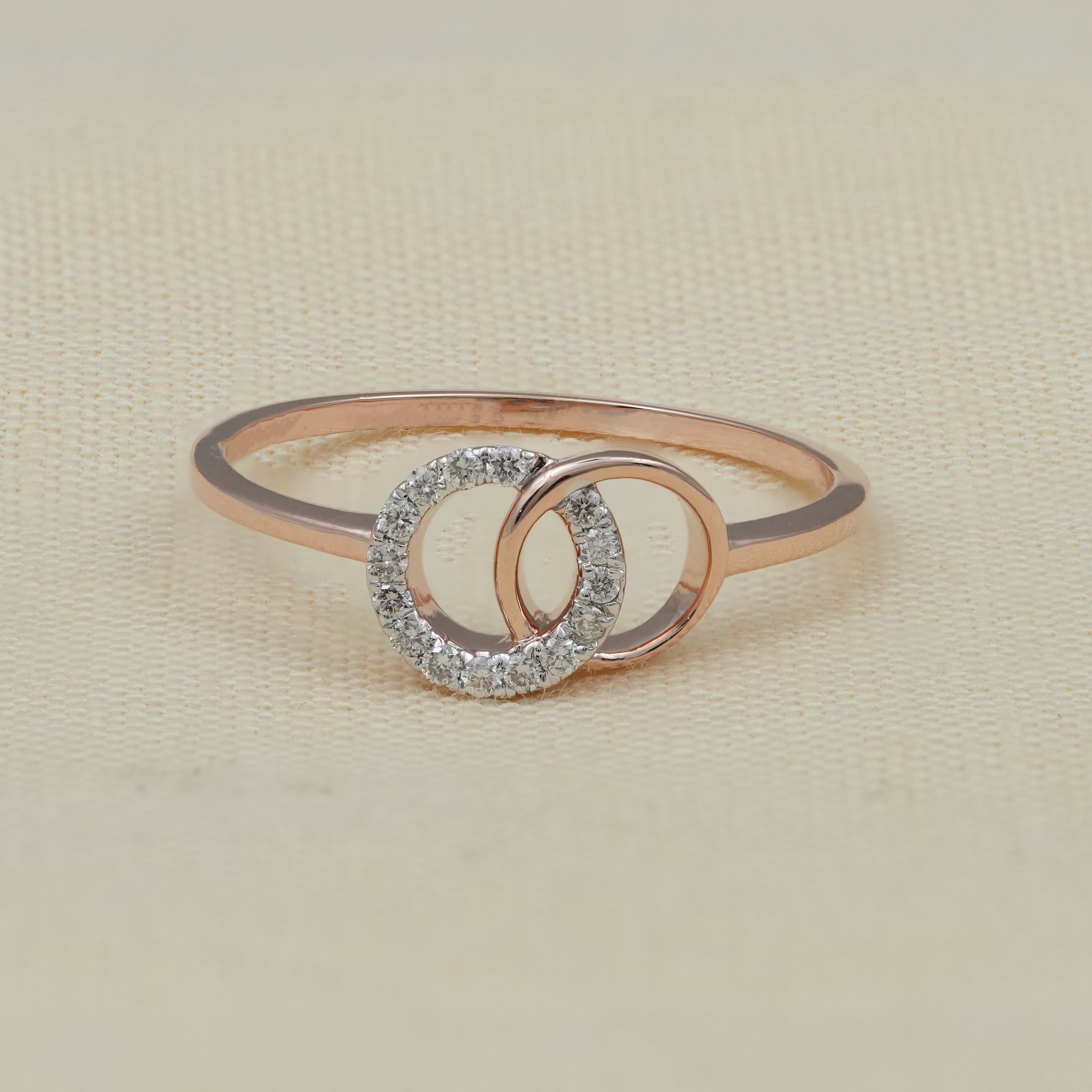 Luxury Interlock Circle Lab Diamond Minimalist Gold Wedding Ring