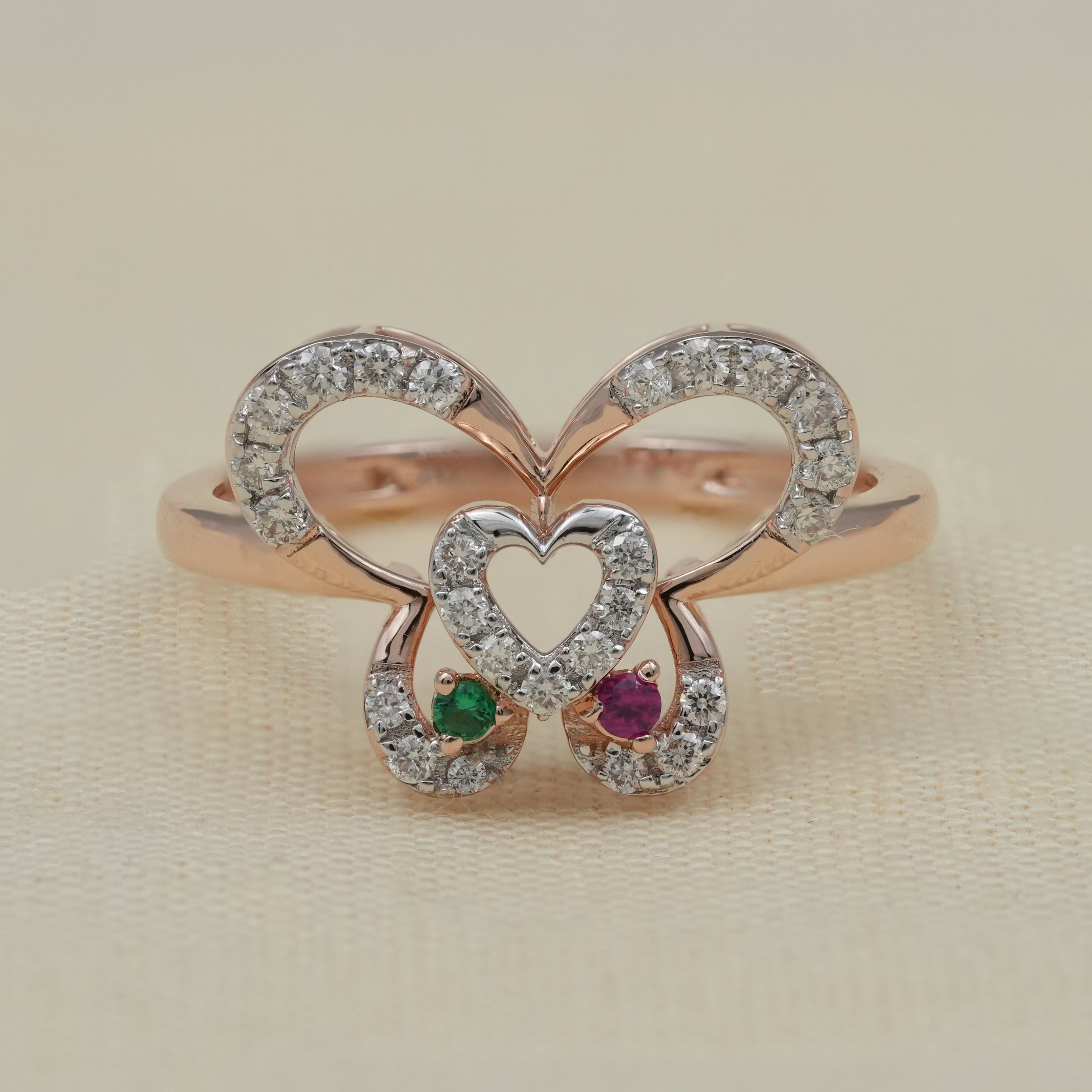 Luxury Butterfly Heart Lab Diamond Color Gemstone Wedding Ring