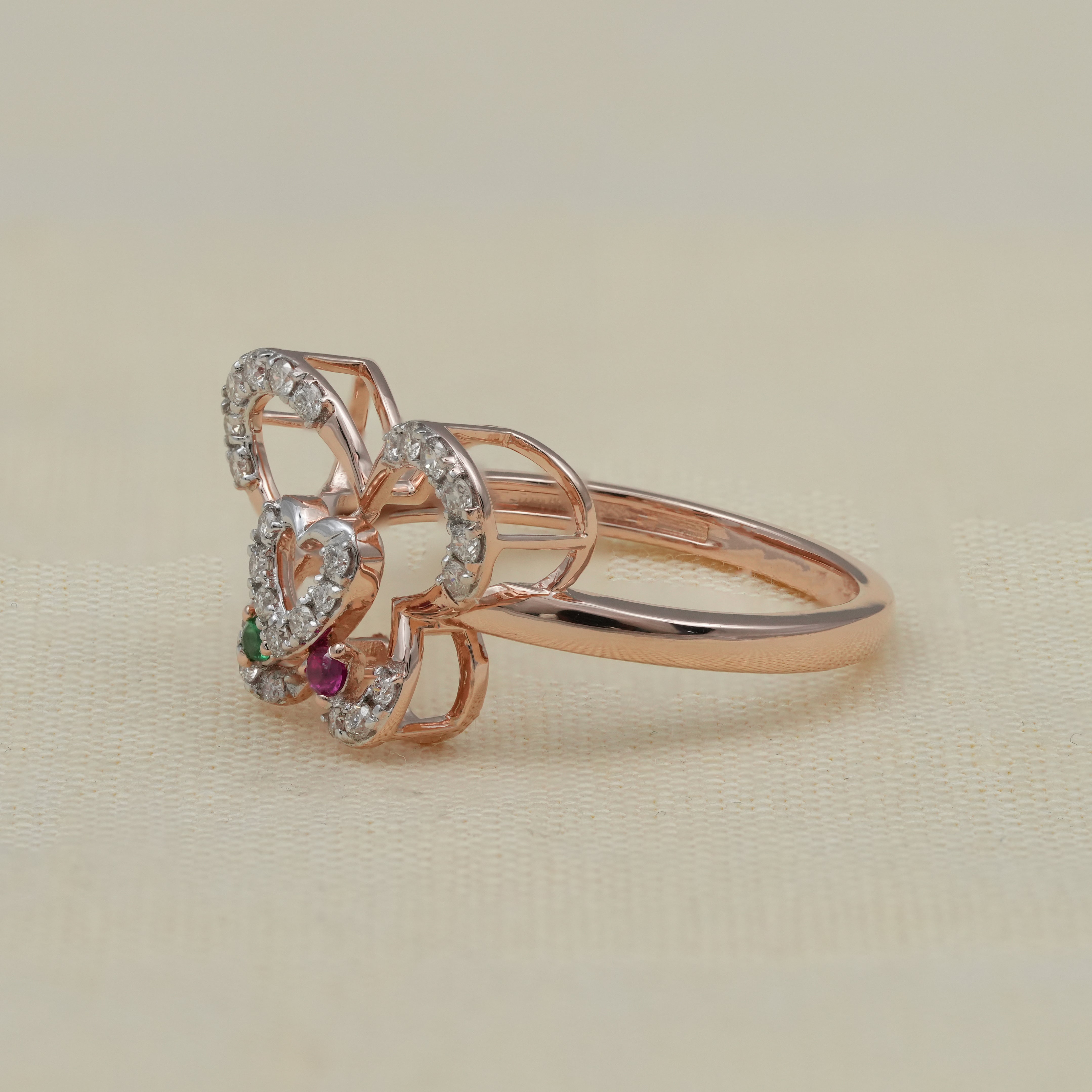 Luxury Butterfly Heart Lab Diamond Color Gemstone Wedding Ring