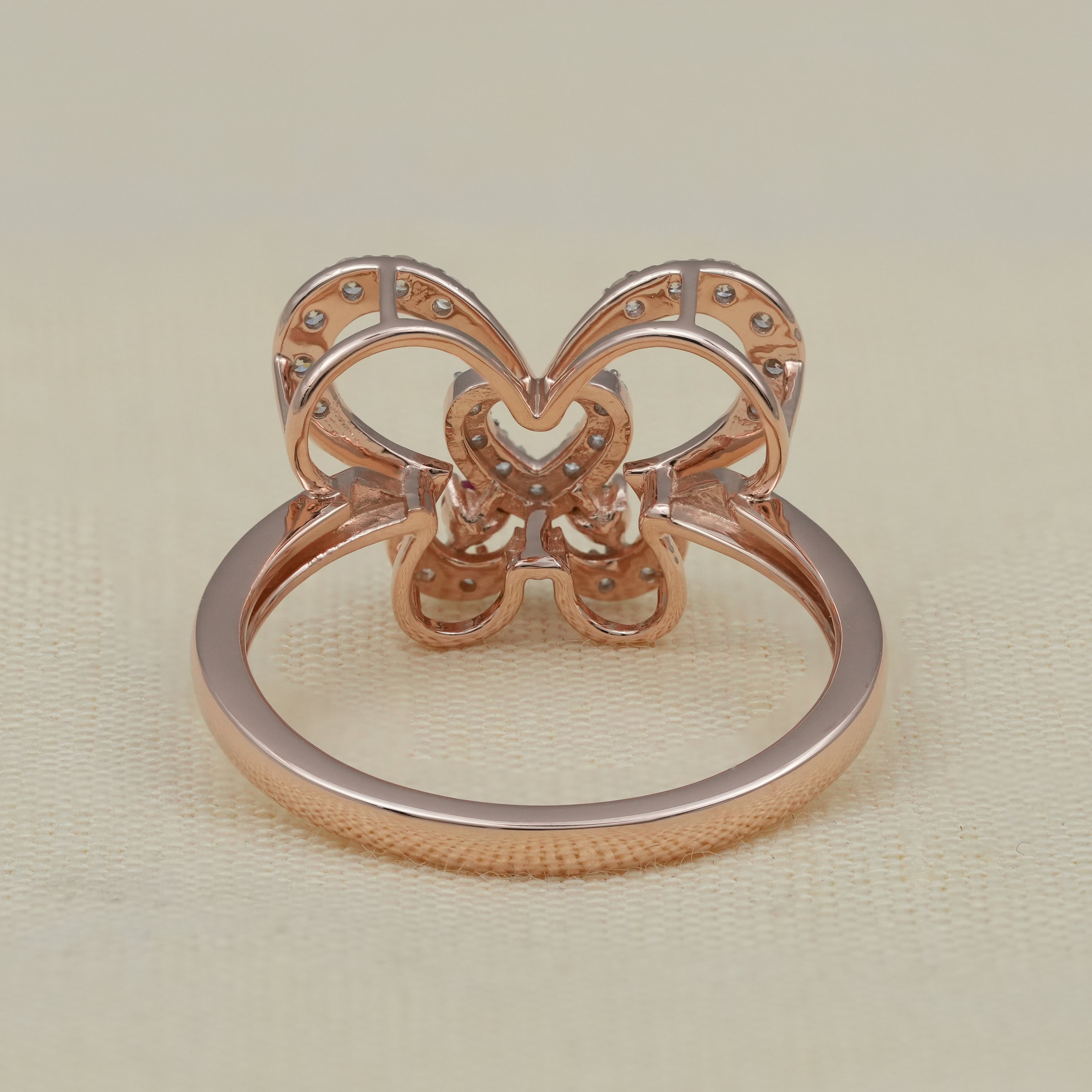 Luxury Butterfly Heart Lab Diamond Color Gemstone Wedding Ring
