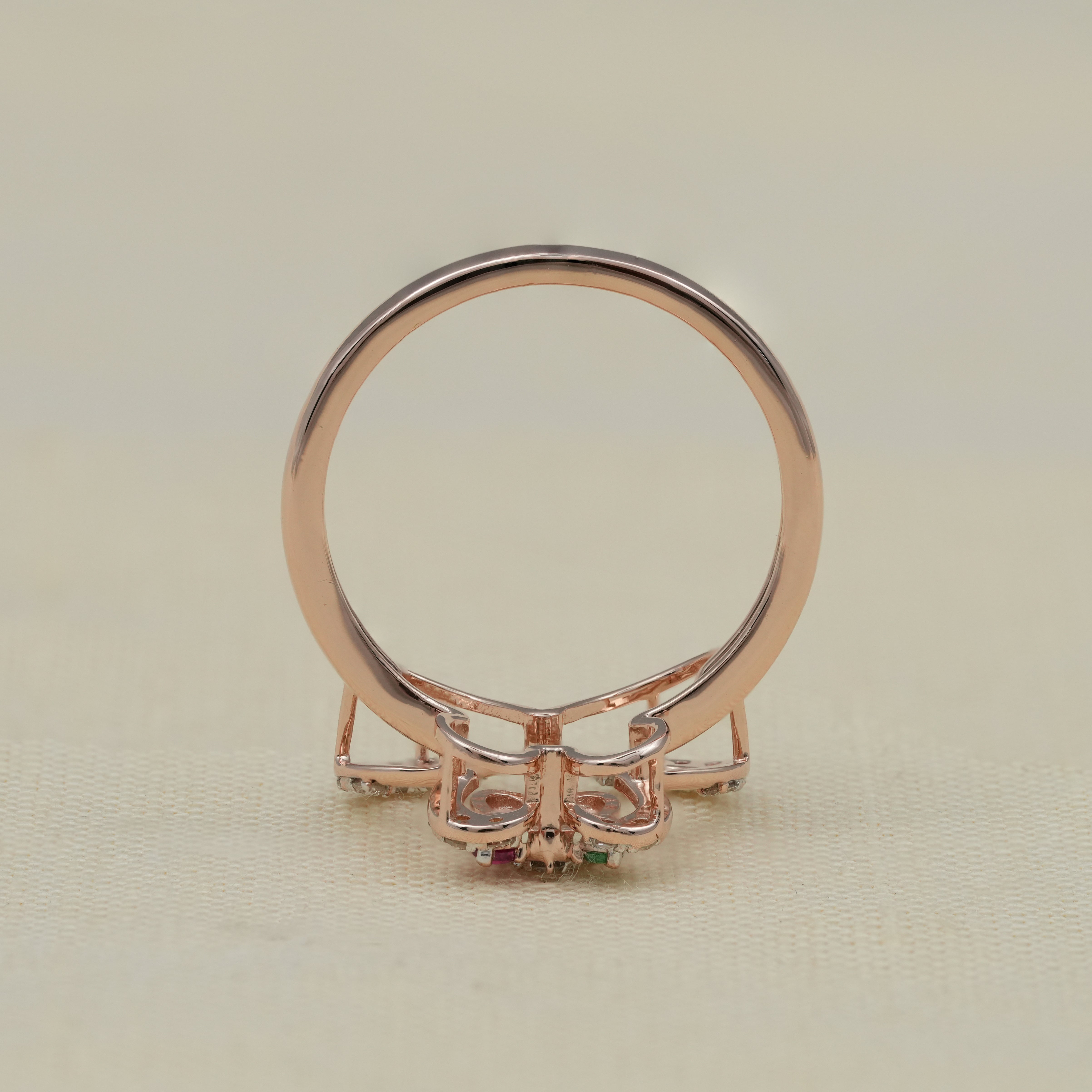 Luxury Butterfly Heart Lab Diamond Color Gemstone Wedding Ring