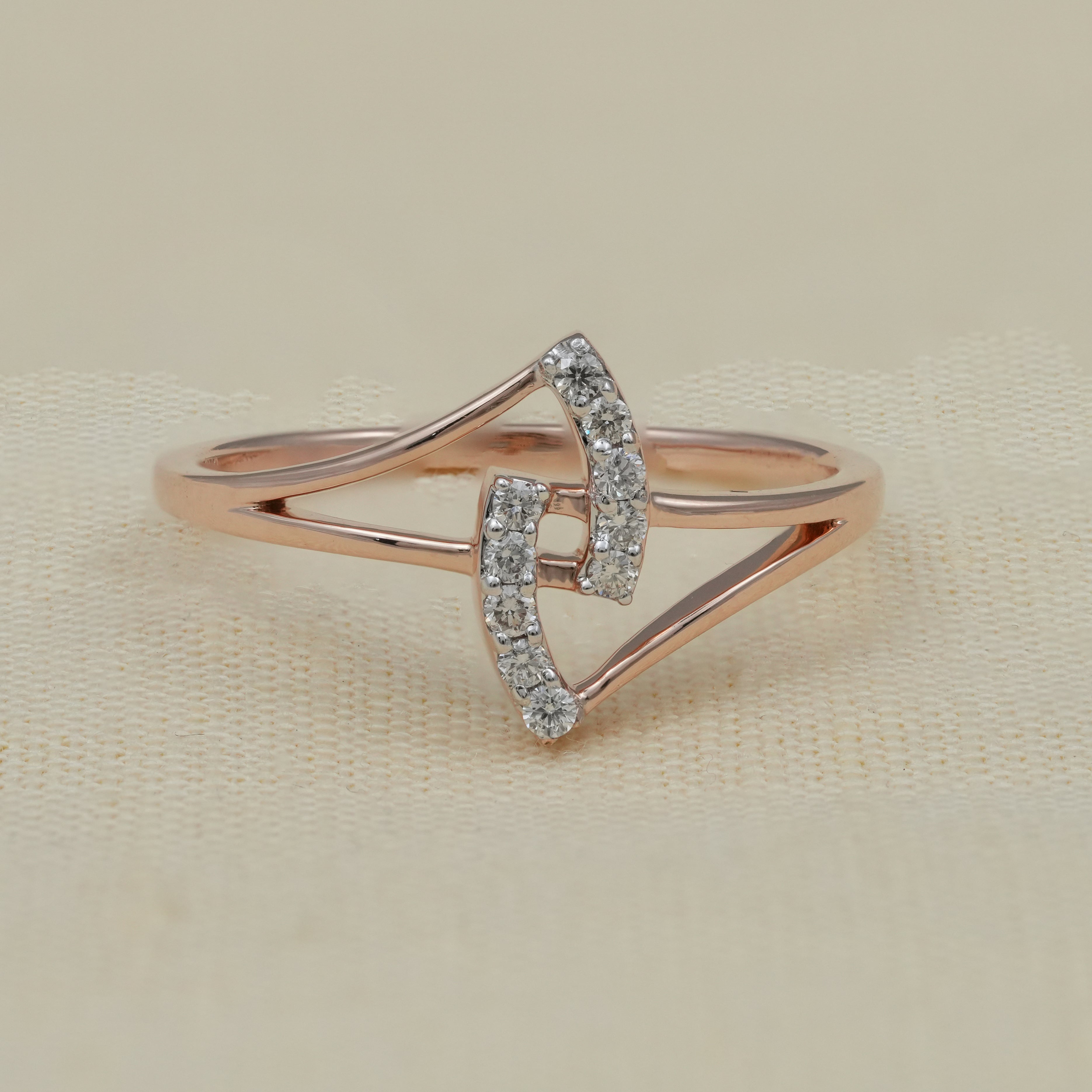 Luxury Geometric Curve Lab Diamond Minimalist Wedding Ring