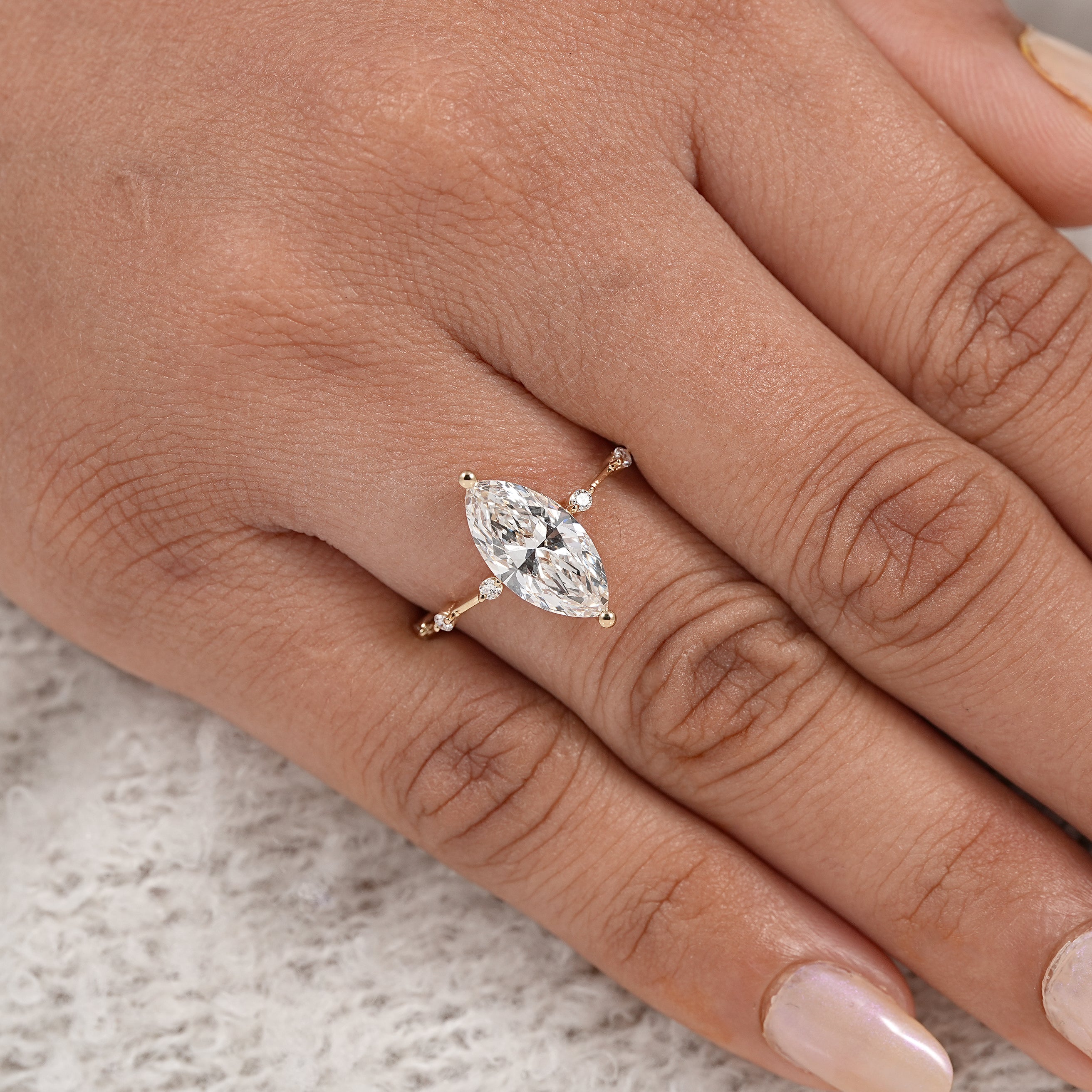 Timeless marquise cut engagement ring with elegant minimalist design