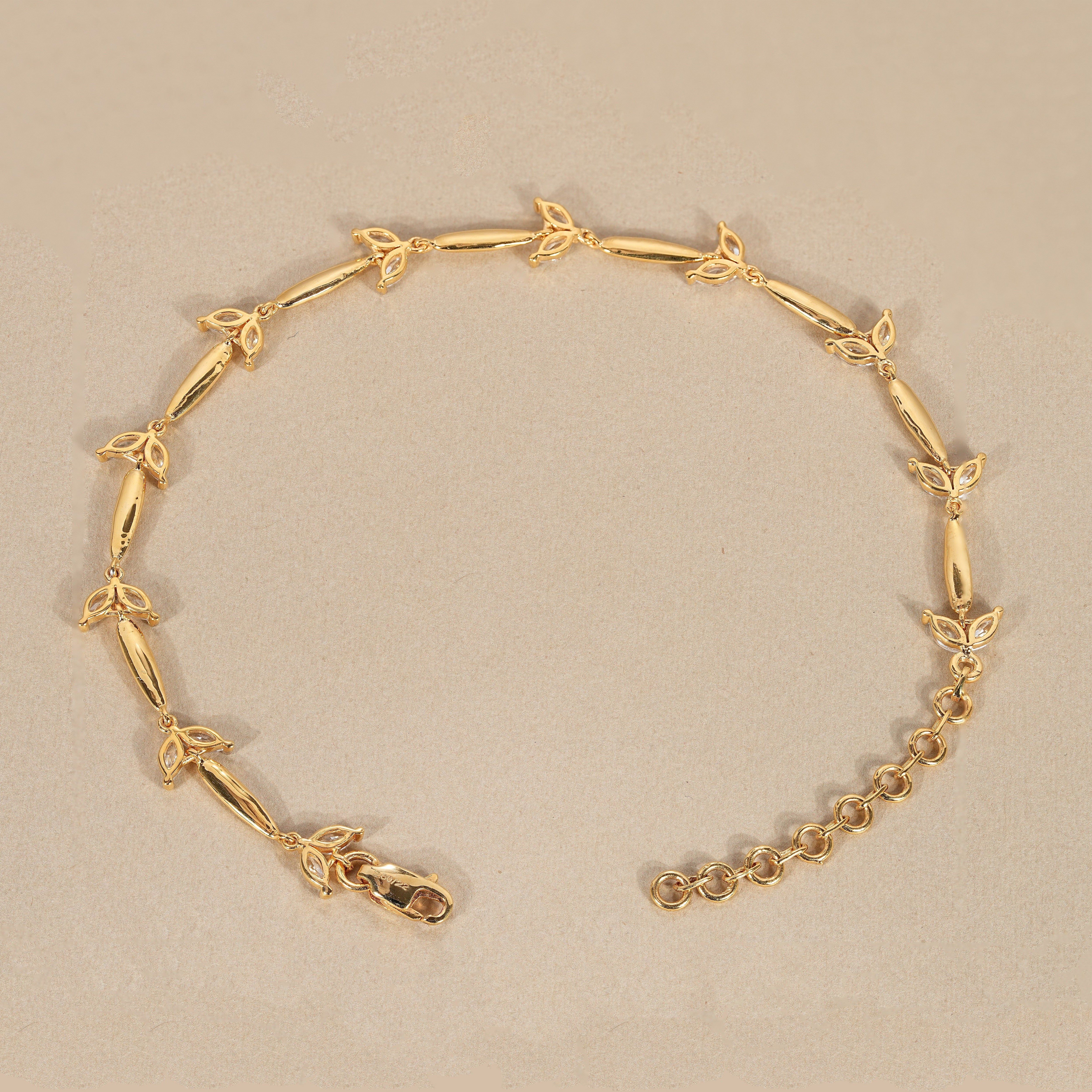 Floral inspired marquise diamond bracelet for layering and everyday wear