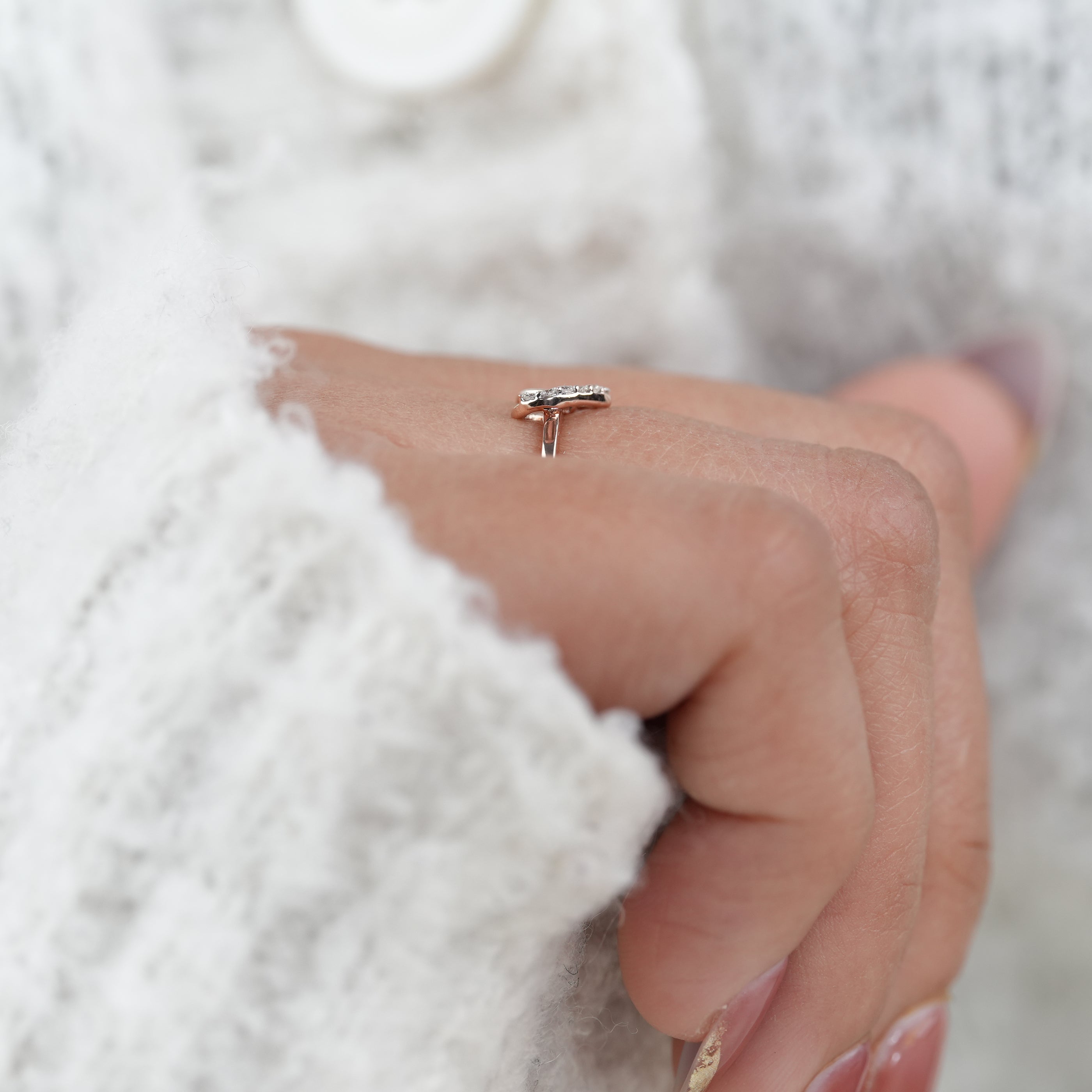 Heart Knot Lab Diamond Minimalist Wedding Ring