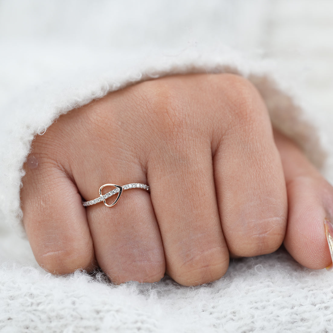 Luxury Heart Curve Lab Diamond Minimalist Gold Open Ring