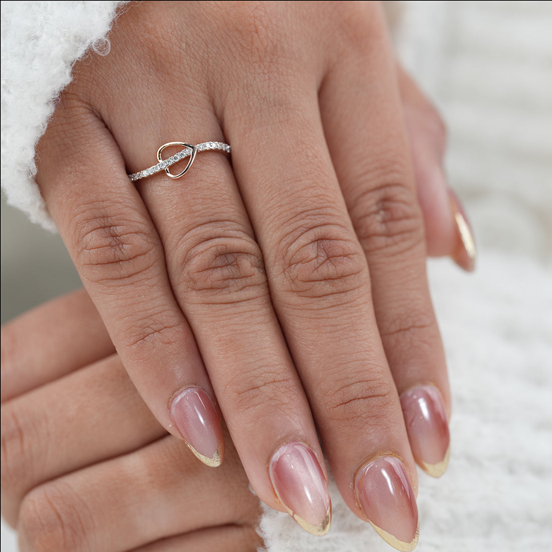 Luxury Heart Curve Lab Diamond Minimalist Gold Open Ring