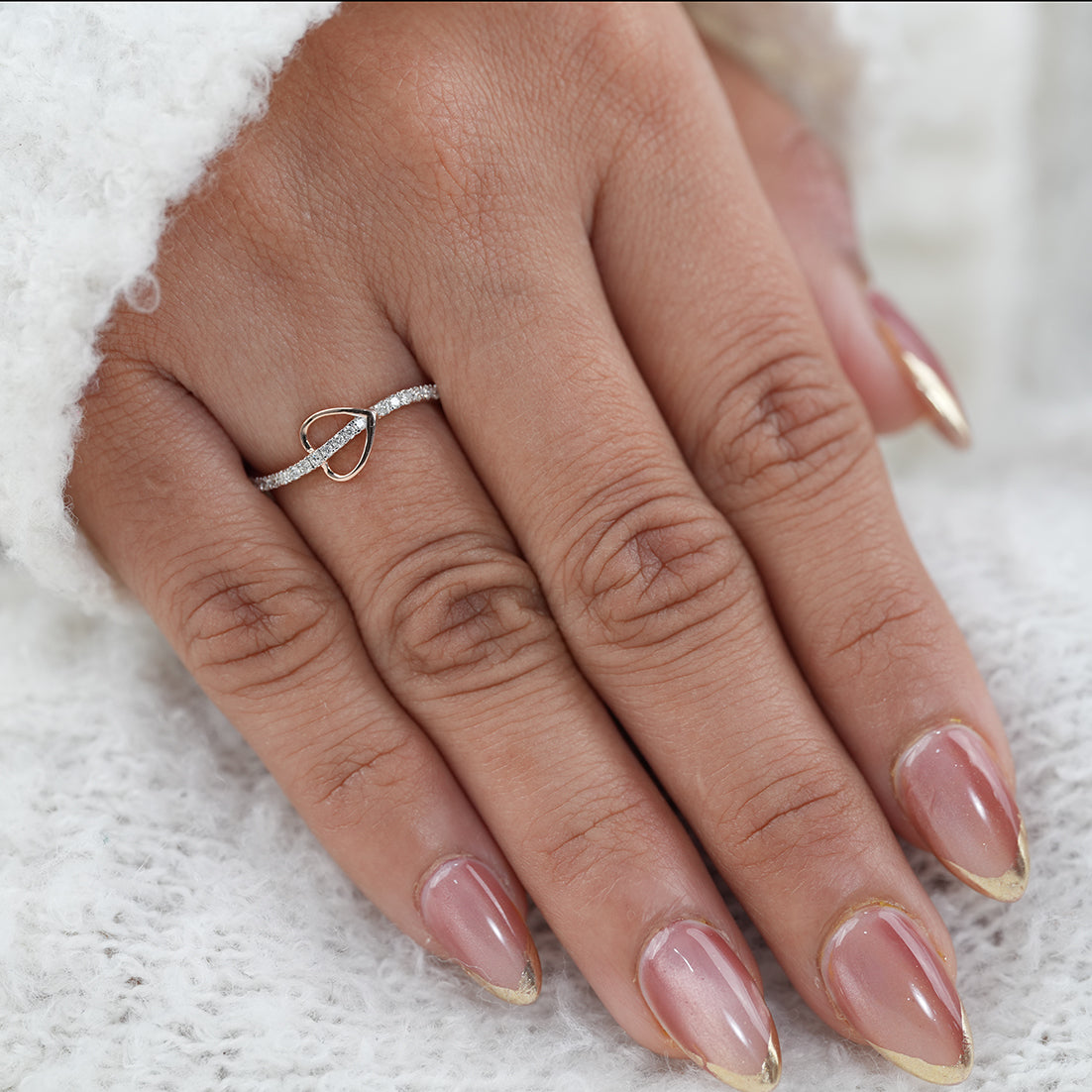 Luxury Heart Curve Lab Diamond Minimalist Gold Open Ring
