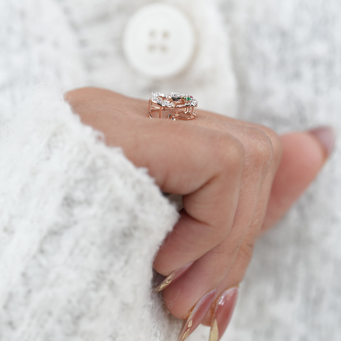 Luxury Butterfly Heart Lab Diamond Color Gemstone Wedding Ring