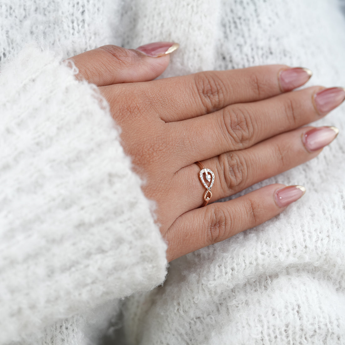 Luxury Heart Infinity Lab Diamond Minimalist Gold Statement Ring