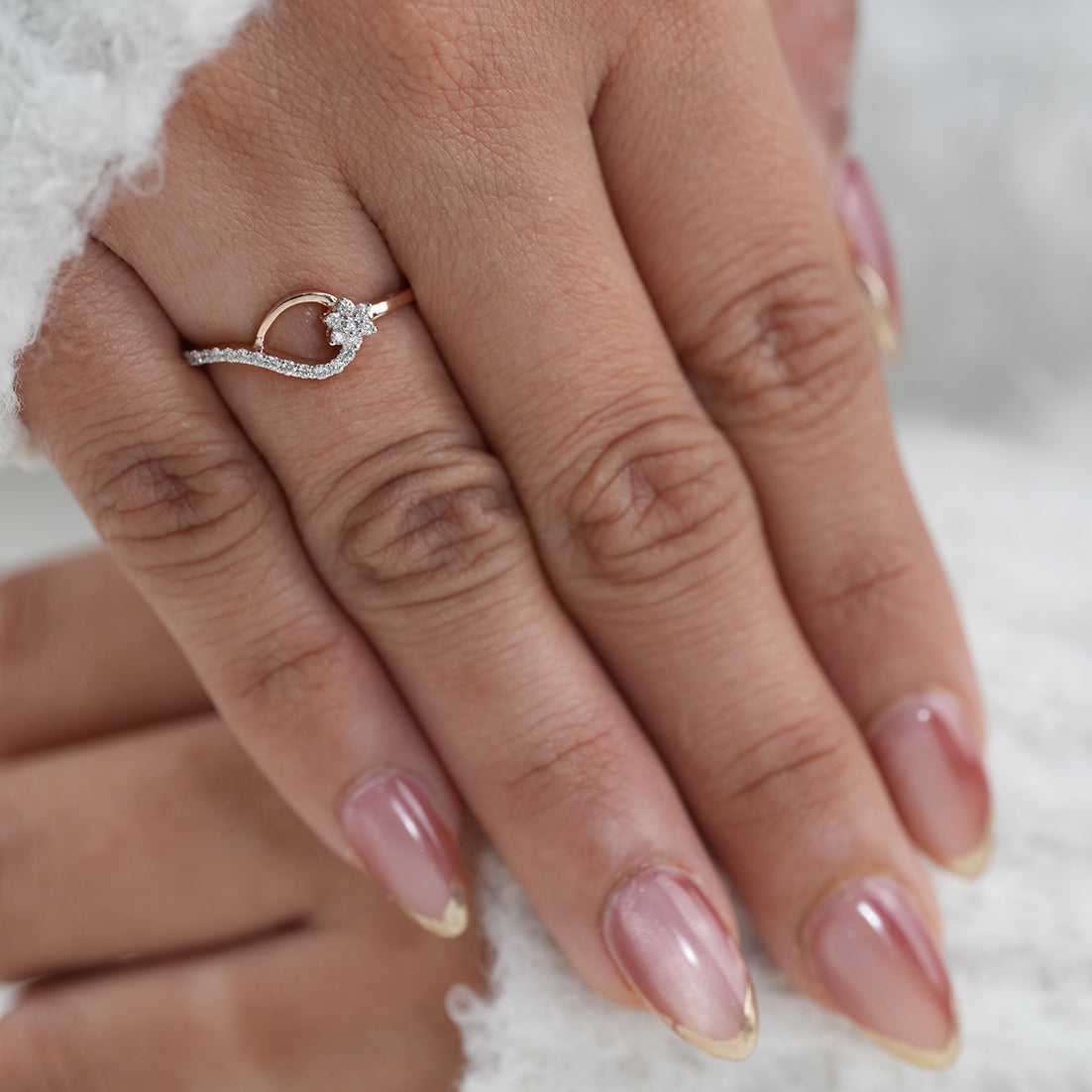 Floral Inspired Round Lab Diamond Wedding Ring
