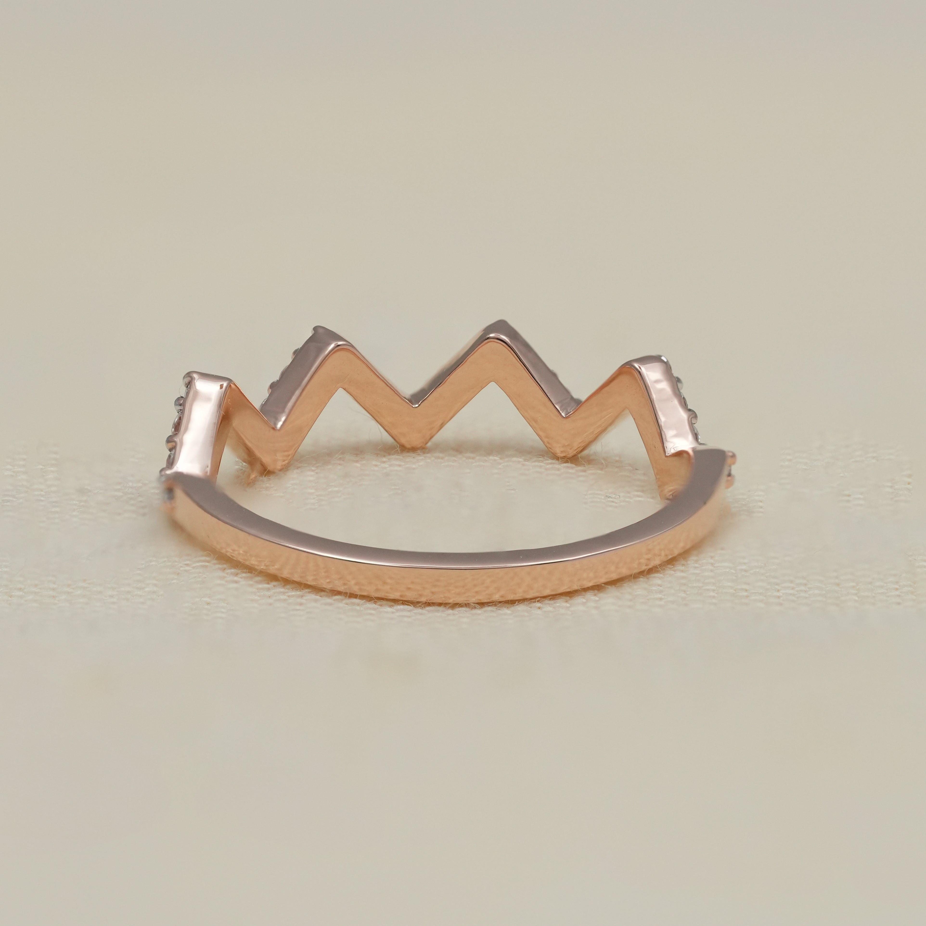 Classic Zigzag Lab Diamond Chevron Minimalist Wedding Ring