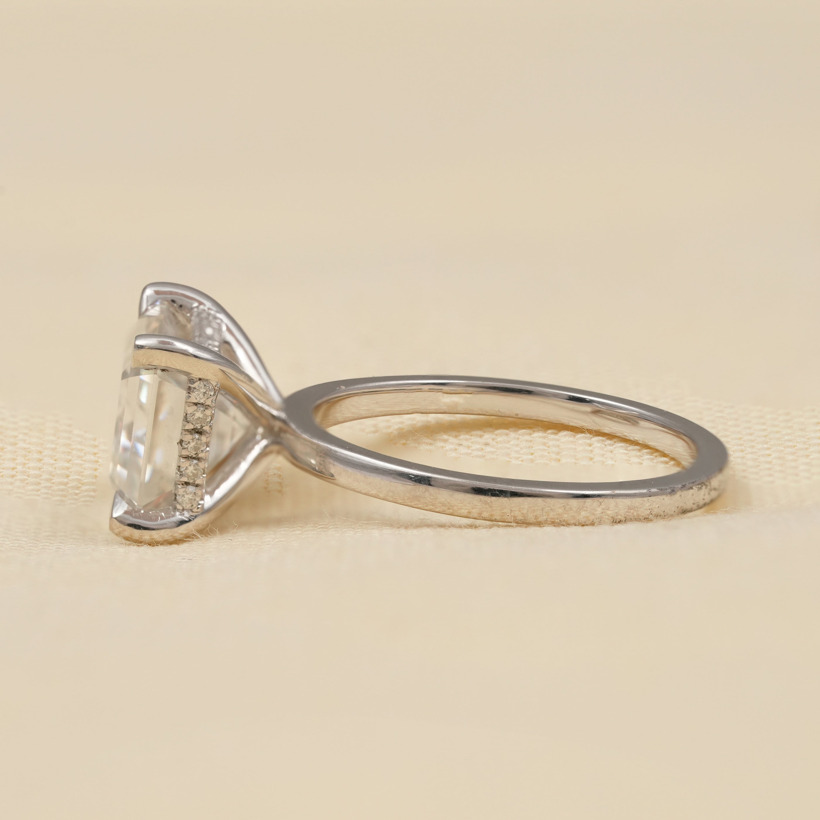 White Gold East West Diamond Engagement Ring for Women