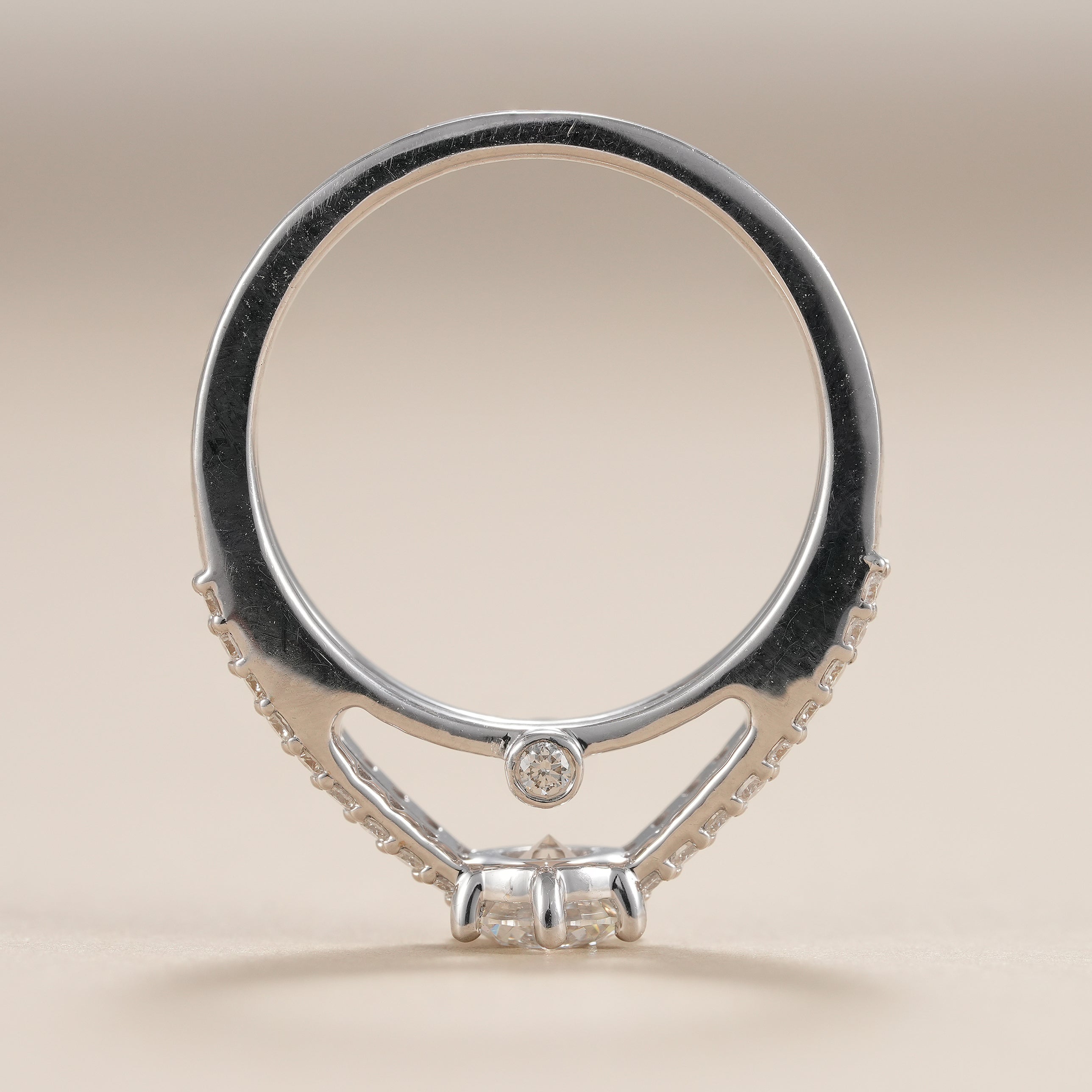 Round Cut Lab Diamond Engagement Ring With Split Shank Band