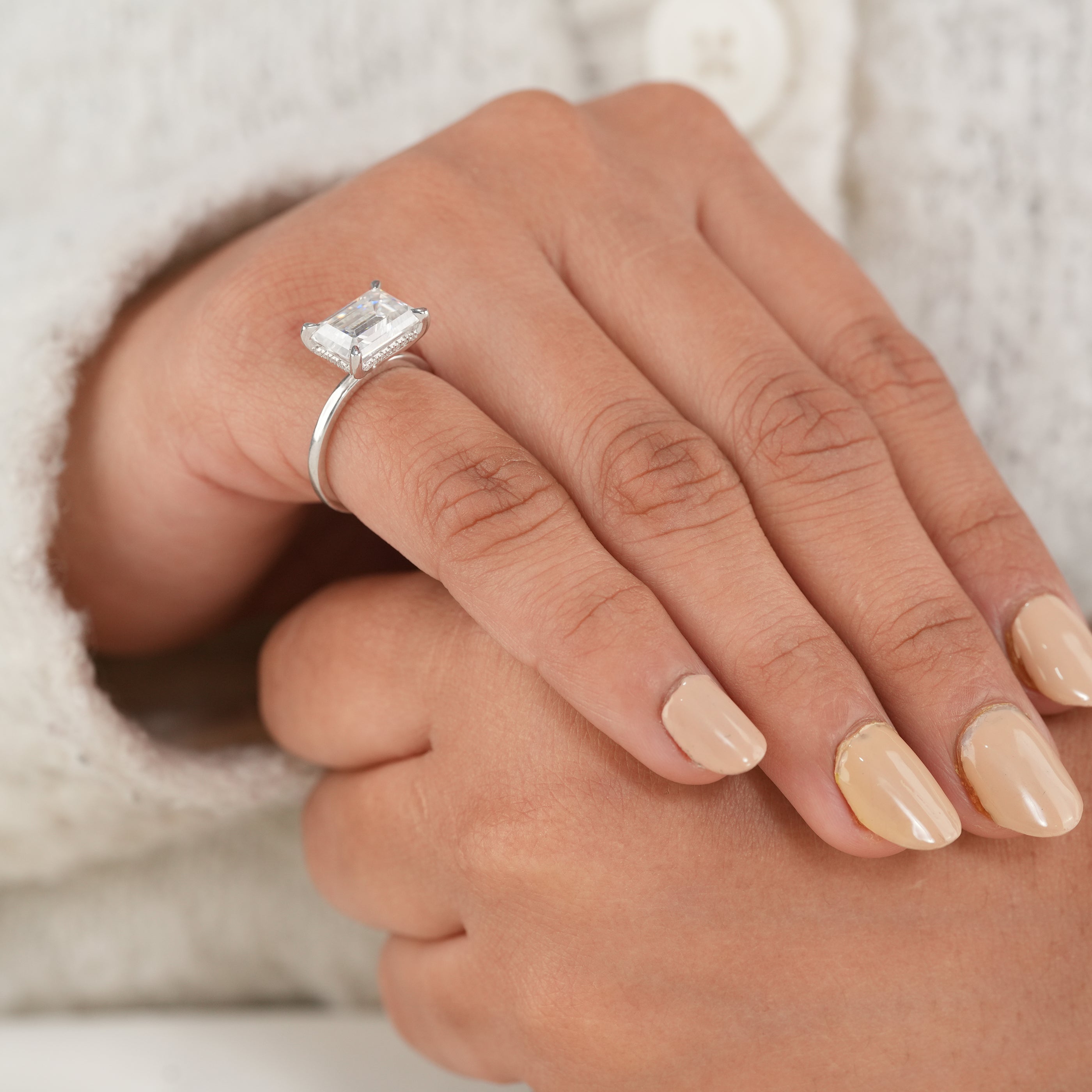 Luxury Solitaire Lab Diamond Engagement Ring in White Gold