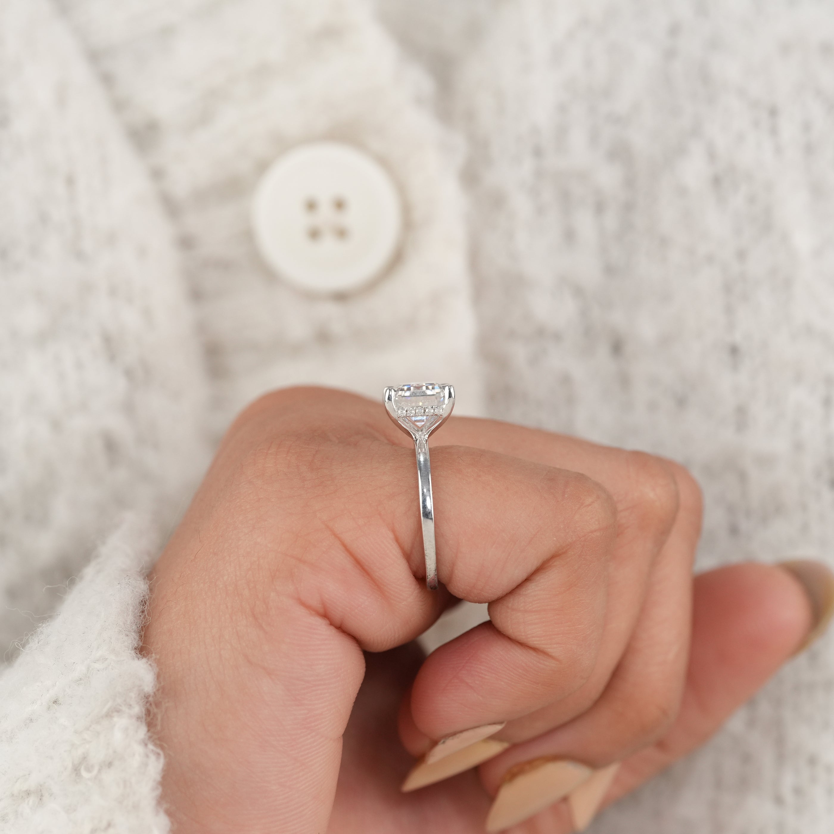Classic East West Emerald Cut Diamond Ring for Brides