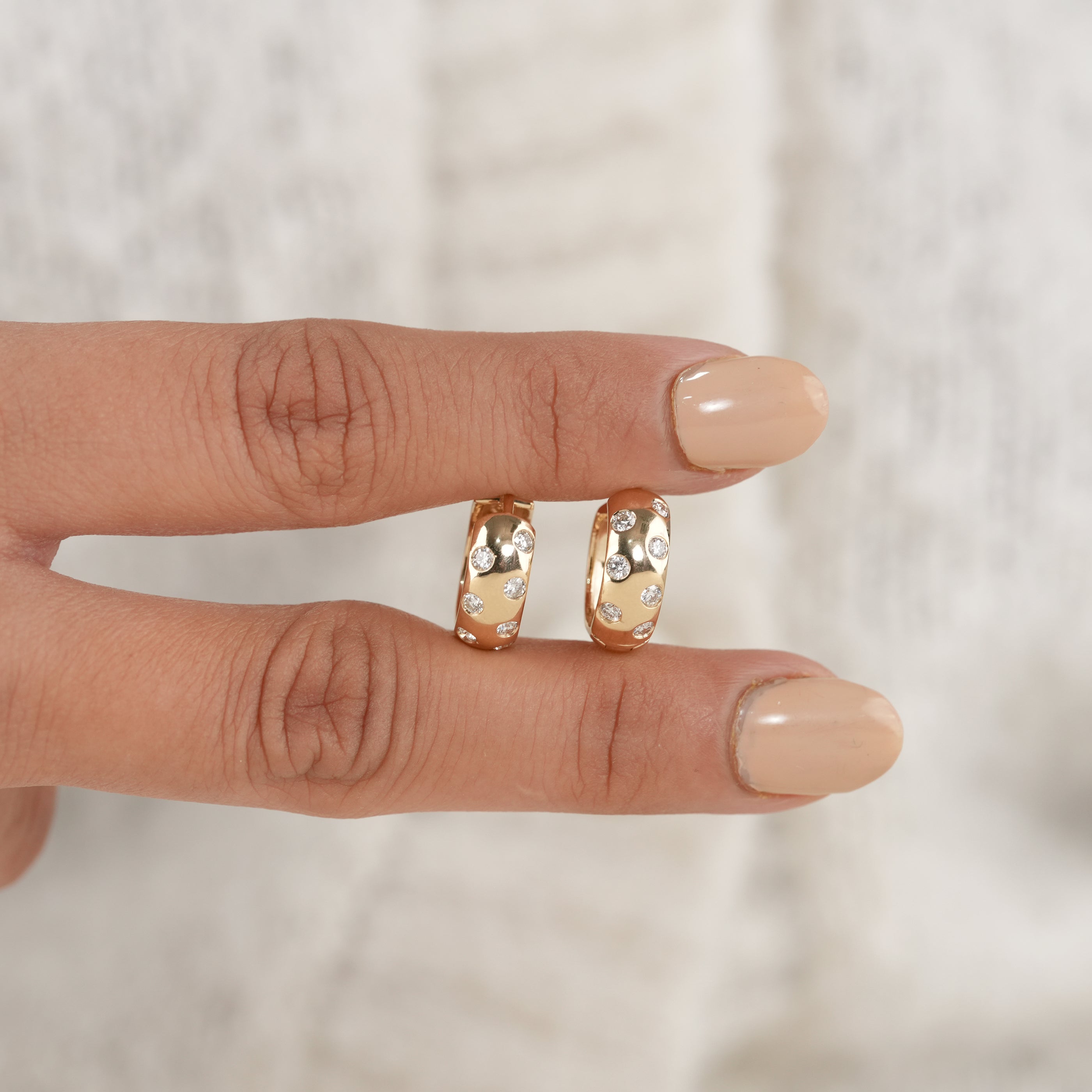 Everyday Luxury Lab Diamond Studded Gold Hoop Earrings